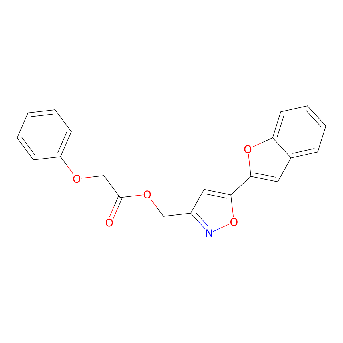(5-(Benzofuran-2-yl)isoxazol-3-yl)methyl 2-phenoxyacetate molecular structure, CAS 1040669-26-8
