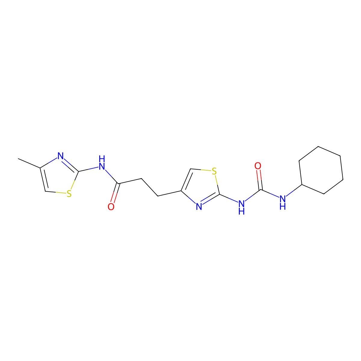 3-(2-(3-cyclohexylureido)thiazol-4-yl)-N-(4-methylthiazol-2-yl)propanamide molecular structure, CAS 1040669-28-0