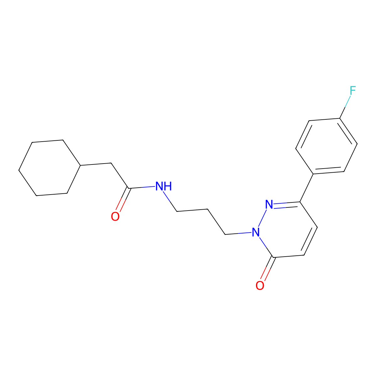 2-cyclohexyl-N-{3-[3-(4-fluorophenyl)-6-oxo-1,6-dihydropyridazin-1-yl]propyl}acetamide molecular structure, CAS 1040669-31-5