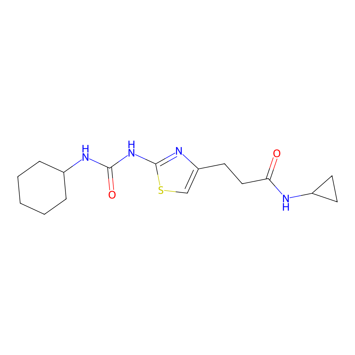 3-{2-[(cyclohexylcarbamoyl)amino]-1,3-thiazol-4-yl}-N-cyclopropylpropanamide molecular structure, CAS 1040669-40-6