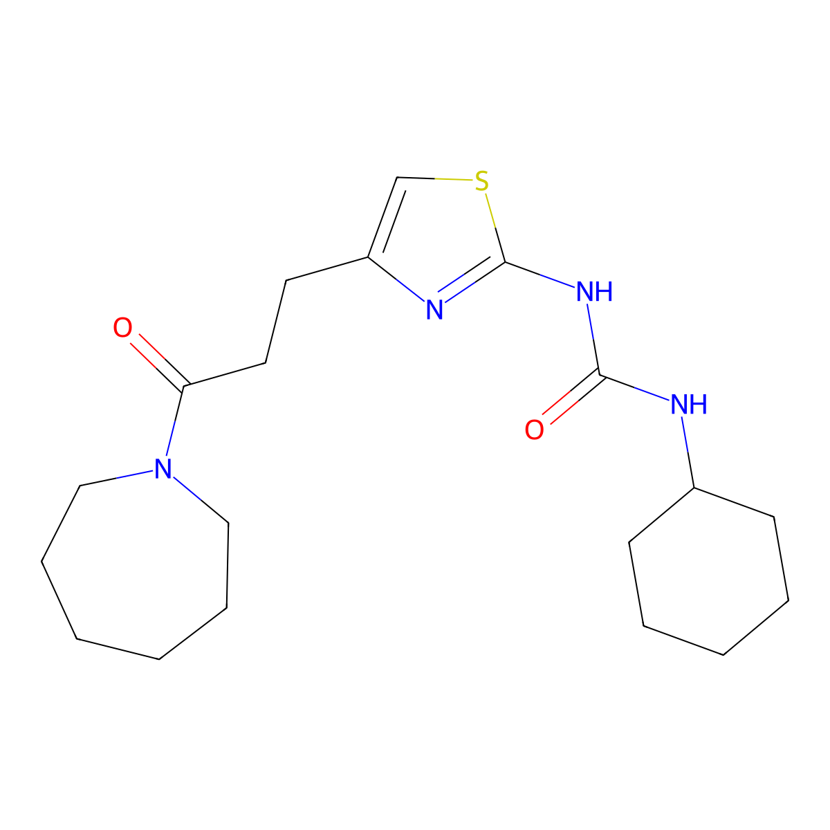 3-{4-[3-(Azepan-1-yl)-3-oxopropyl]-1,3-thiazol-2-yl}-1-cyclohexylurea molecular structure, CAS 1040669-52-0