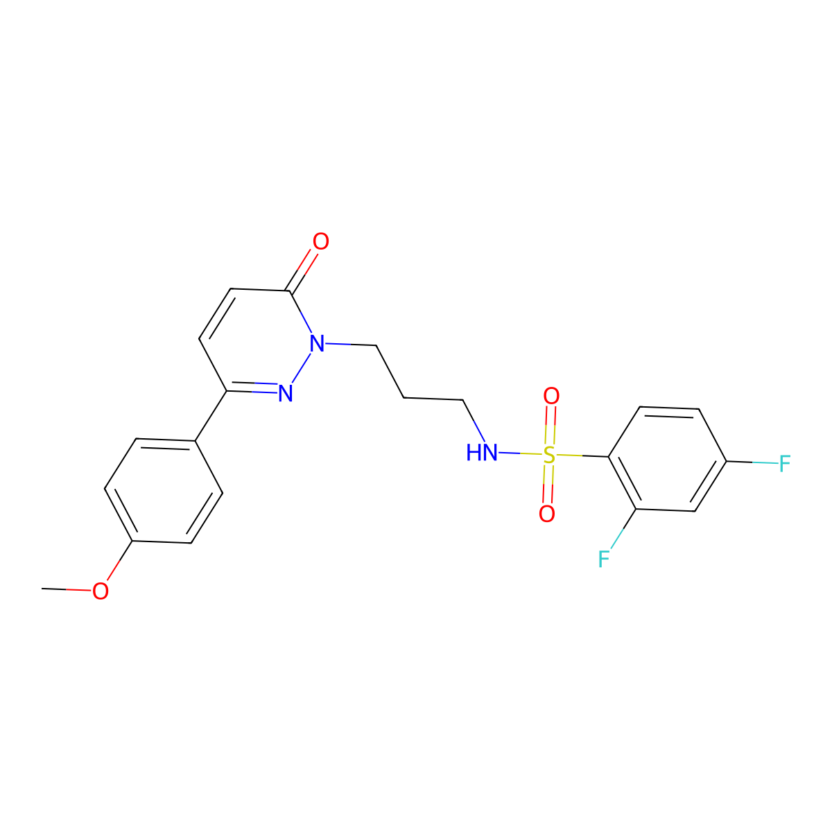 2,4-difluoro-N-(3-(3-(4-methoxyphenyl)-6-oxopyridazin-1(6H)-yl)propyl)benzenesulfonamide molecular structure, CAS 1040669-67-7