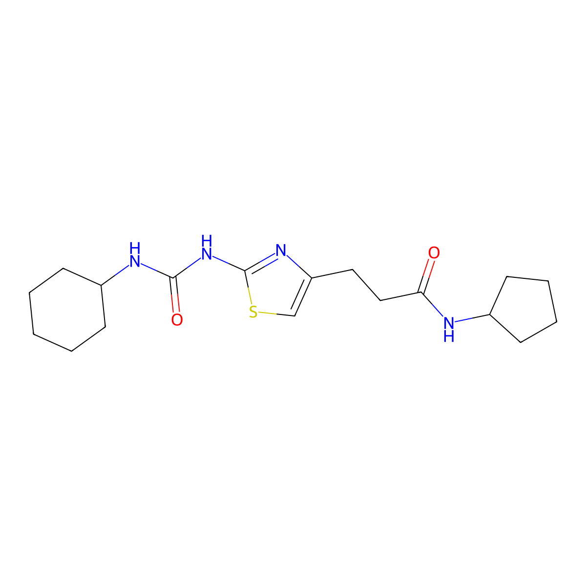 3-{2-[(cyclohexylcarbamoyl)amino]-1,3-thiazol-4-yl}-N-cyclopentylpropanamide molecular structure, CAS 1040669-69-9