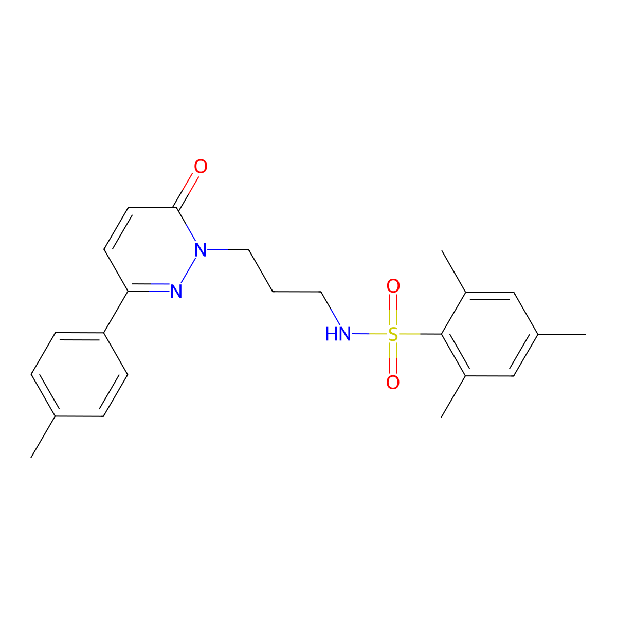 2,4,6-trimethyl-N-(3-(6-oxo-3-(p-tolyl)pyridazin-1(6H)-yl)propyl)benzenesulfonamide molecular structure, CAS 1040669-73-5