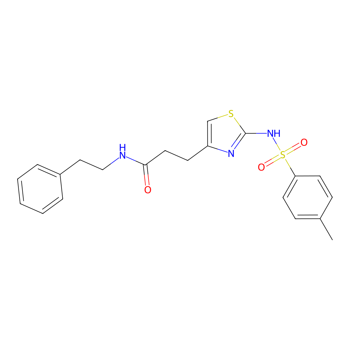 3-[2-(4-methylbenzenesulfonamido)-1,3-thiazol-4-yl]-N-(2-phenylethyl)propanamide molecular structure, CAS 1040669-76-8