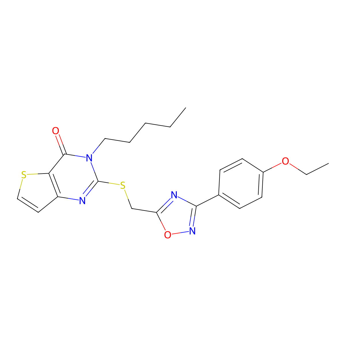 2-({[3-(4-ethoxyphenyl)-1,2,4-oxadiazol-5-yl]methyl}sulfanyl)-3-pentyl-3H,4H-thieno[3,2-d]pyrimidin-4-one molecular structure, CAS 1040669-77-9