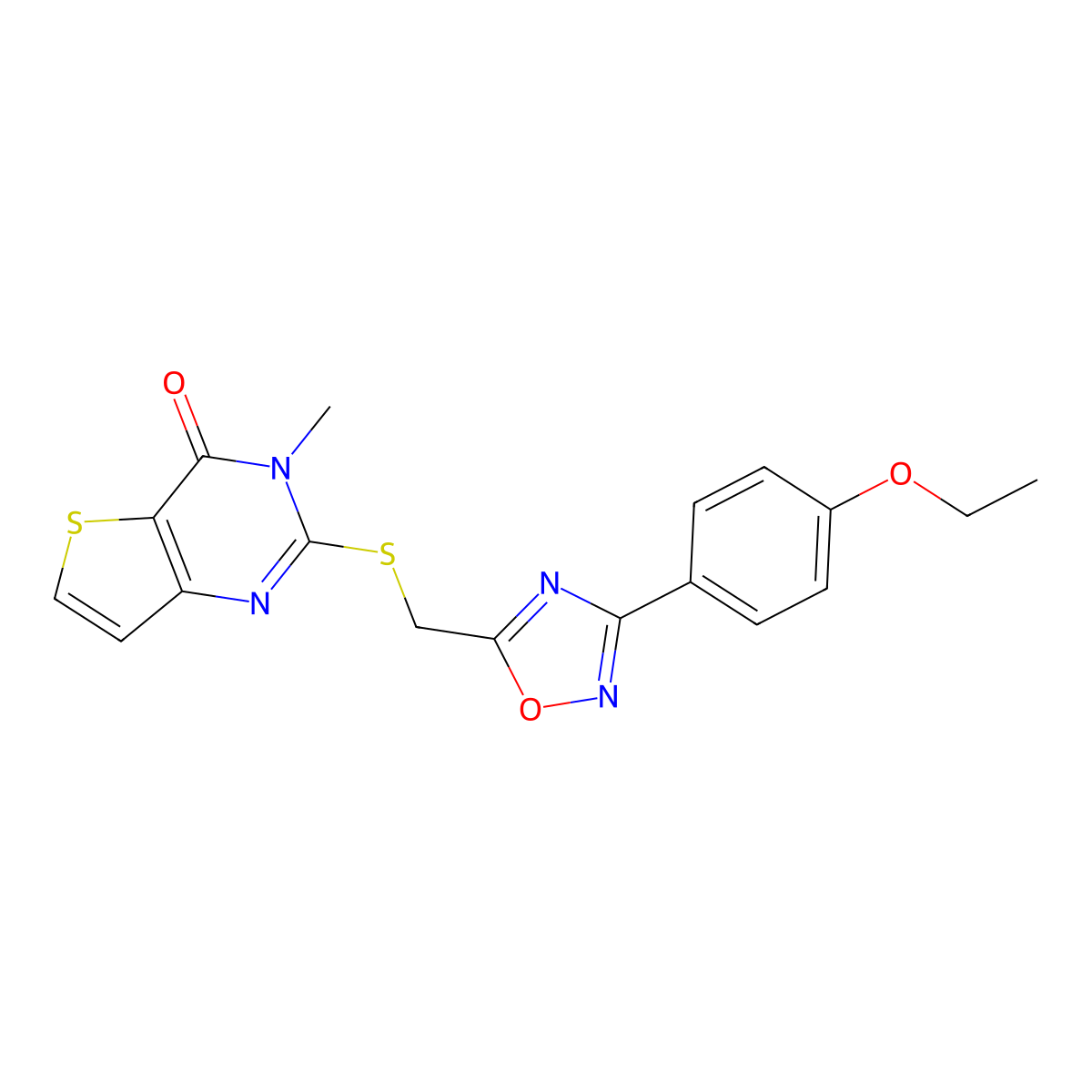 2-({[3-(4-ethoxyphenyl)-1,2,4-oxadiazol-5-yl]methyl}sulfanyl)-3-methyl-3H,4H-thieno[3,2-d]pyrimidin-4-one molecular structure, CAS 1040669-88-2