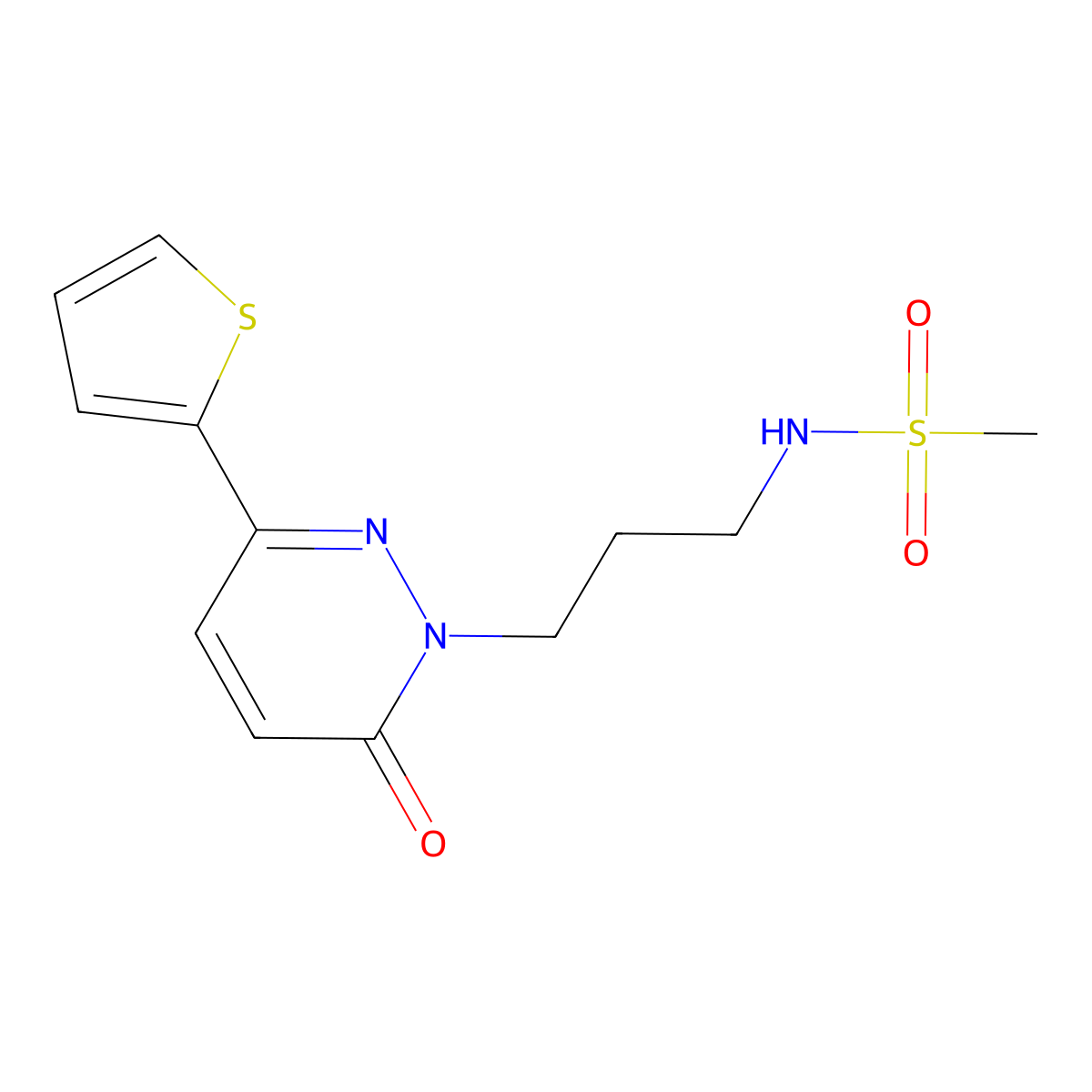 N-{3-[6-oxo-3-(thiophen-2-yl)-1,6-dihydropyridazin-1-yl]propyl}methanesulfonamide molecular structure, CAS 1040669-89-3