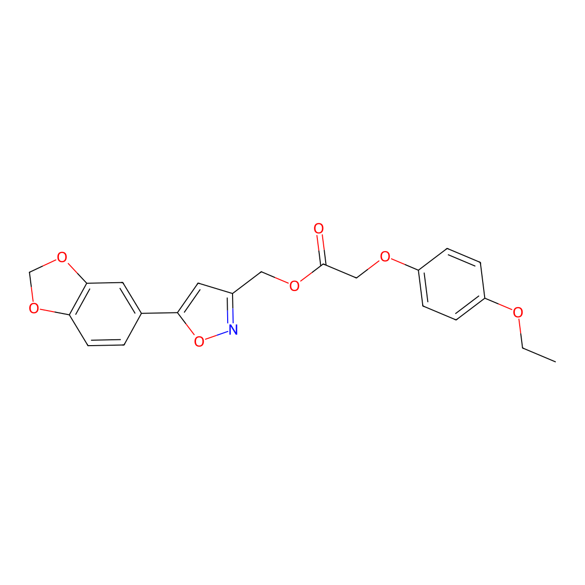 (5-(Benzo[d][1,3]dioxol-5-yl)isoxazol-3-yl)methyl 2-(4-ethoxyphenoxy)acetate molecular structure, CAS 1040669-90-6