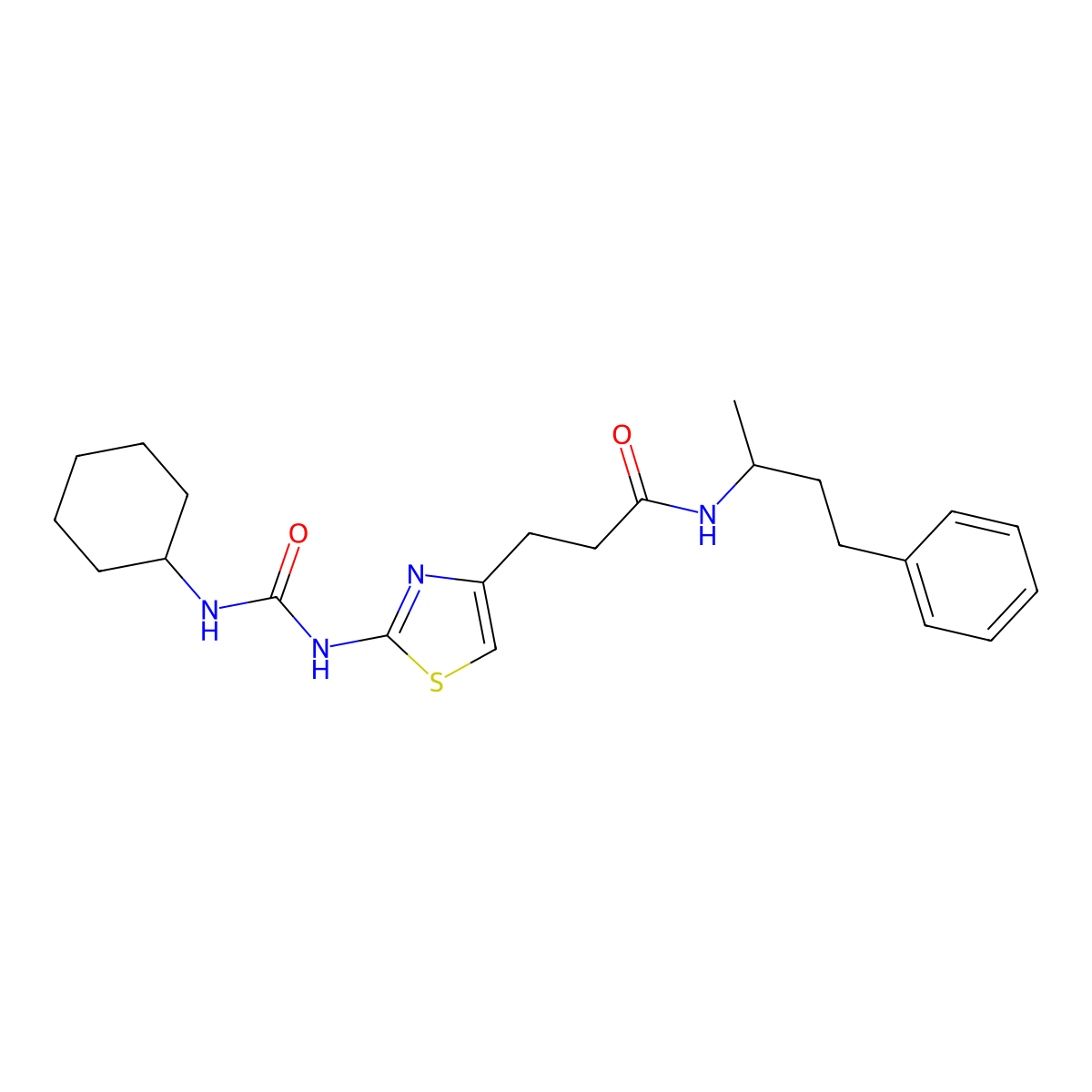 3-(2-(3-cyclohexylureido)thiazol-4-yl)-N-(4-phenylbutan-2-yl)propanamide molecular structure, CAS 1040669-91-7