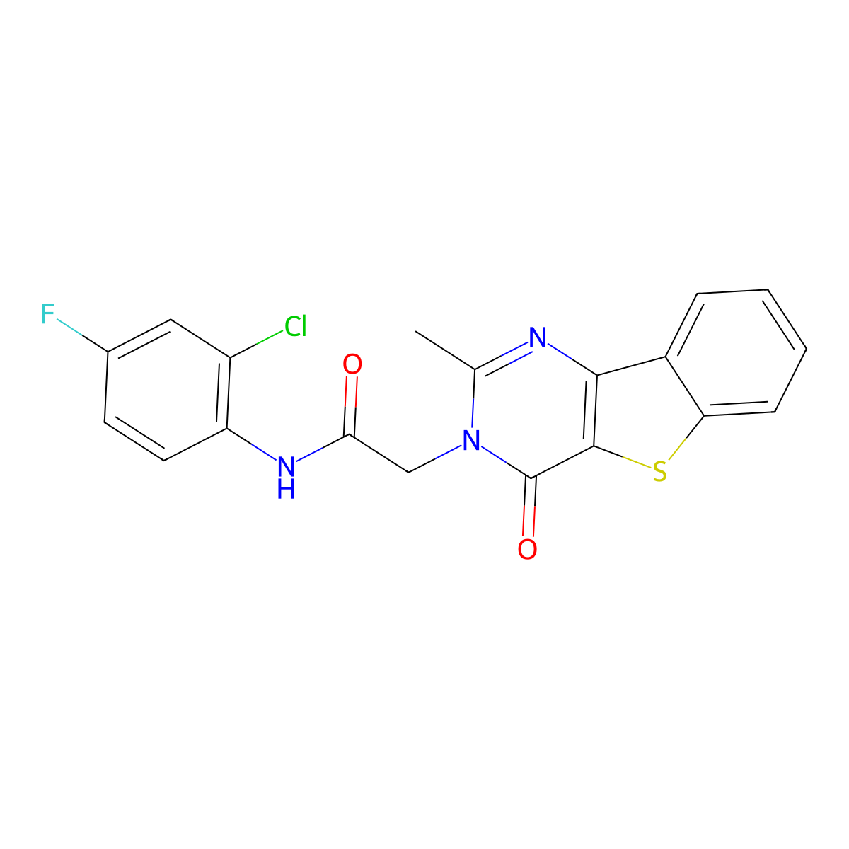 N-(2-chloro-4-fluorophenyl)-2-(2-methyl-4-oxo[1]benzothieno[3,2-d]pyrimidin-3(4H)-yl)acetamide molecular structure, CAS 1040669-99-5