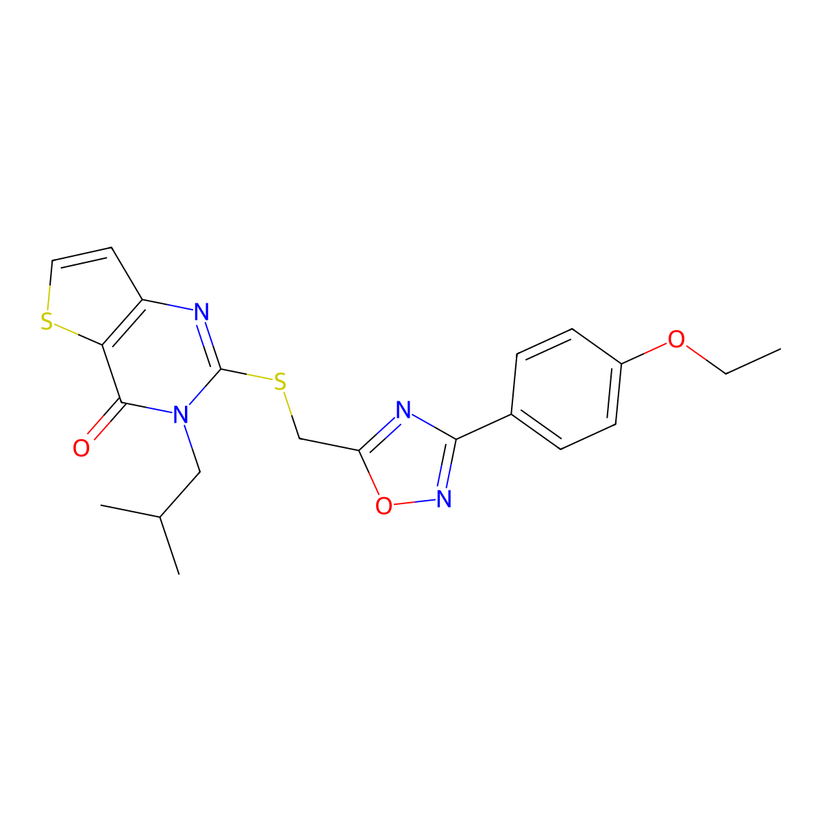 2-({[3-(4-ethoxyphenyl)-1,2,4-oxadiazol-5-yl]methyl}sulfanyl)-3-(2-methylpropyl)-3H,4H-thieno[3,2-d]pyrimidin-4-one molecular structure, CAS 1040670-00-5