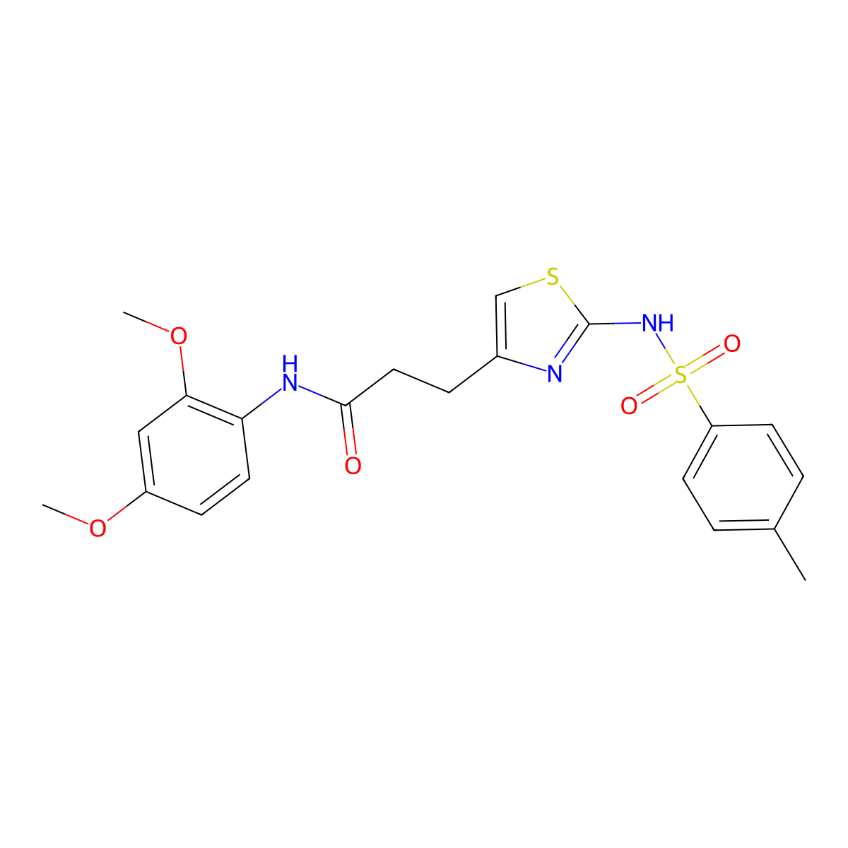 N-(2,4-dimethoxyphenyl)-3-[2-(4-methylbenzenesulfonamido)-1,3-thiazol-4-yl]propanamide molecular structure, CAS 1040670-04-9