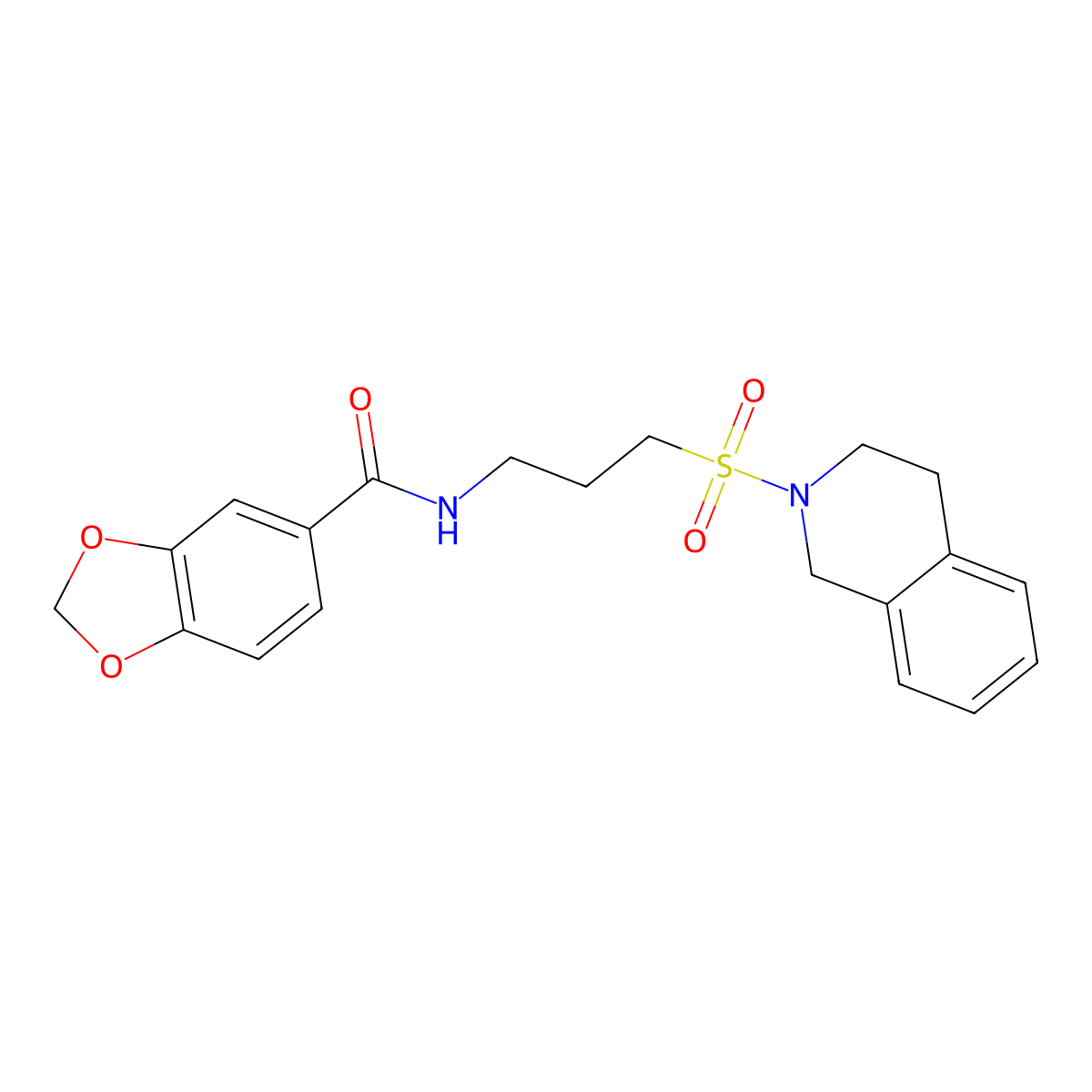 N-[3-(1,2,3,4-tetrahydroisoquinoline-2-sulfonyl)propyl]-2H-1,3-benzodioxole-5-carboxamide molecular structure, CAS 1040670-09-4