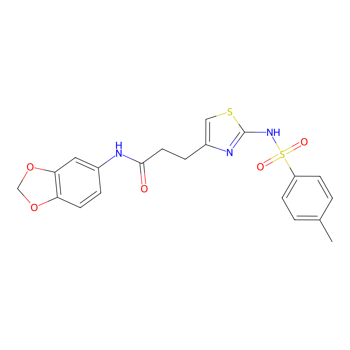 N-(2H-1,3-benzodioxol-5-yl)-3-[2-(4-methylbenzenesulfonamido)-1,3-thiazol-4-yl]propanamide molecular structure, CAS 1040670-10-7