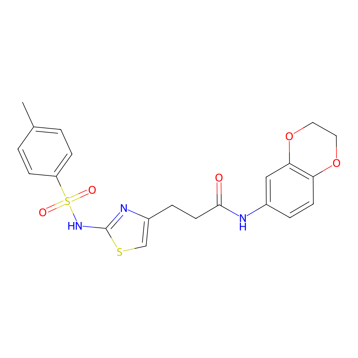 N-(2,3-dihydro-1,4-benzodioxin-6-yl)-3-[2-(4-methylbenzenesulfonamido)-1,3-thiazol-4-yl]propanamide molecular structure, CAS 1040670-16-3