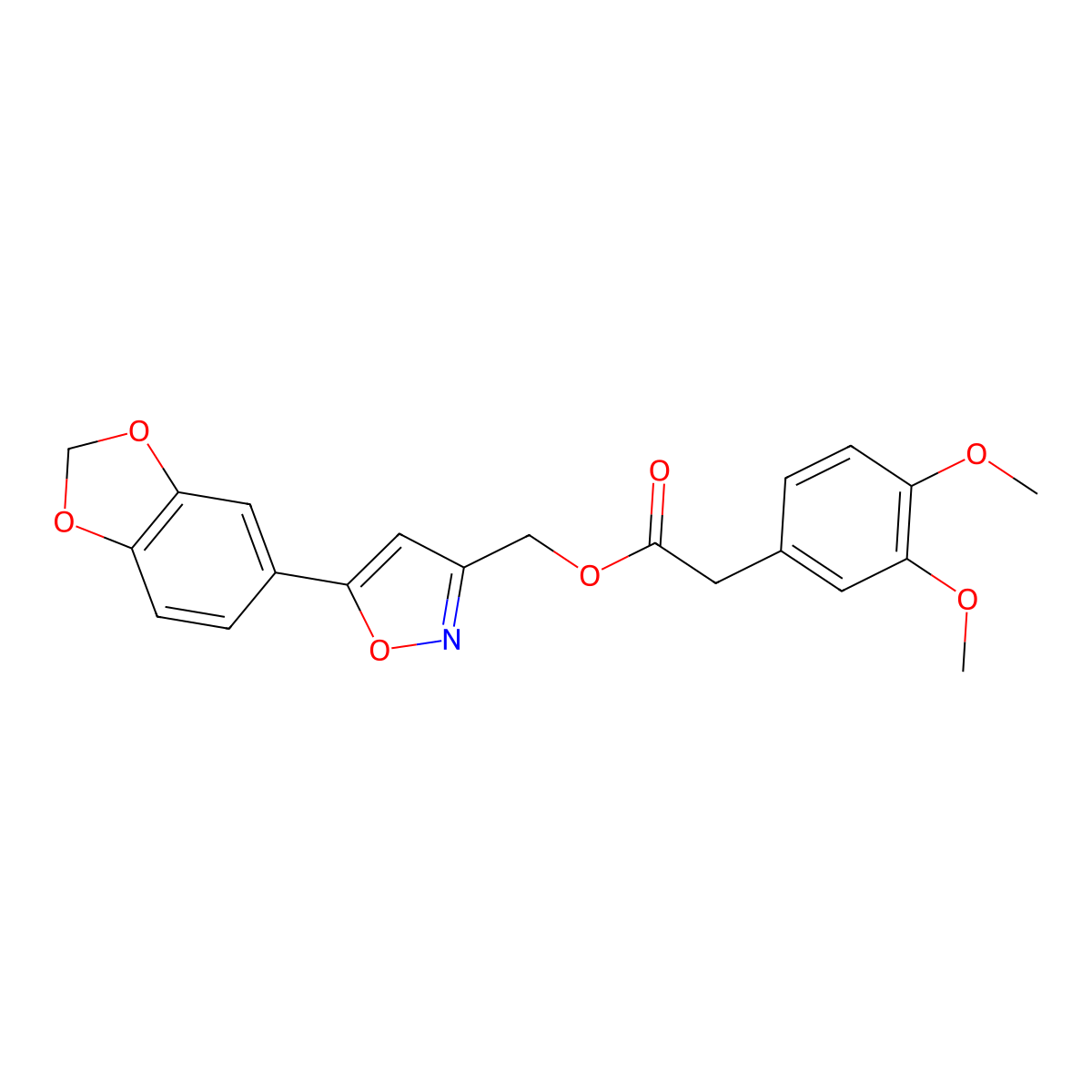 (5-(Benzo[d][1,3]dioxol-5-yl)isoxazol-3-yl)methyl 2-(3,4-dimethoxyphenyl)acetate molecular structure, CAS 1040670-33-4