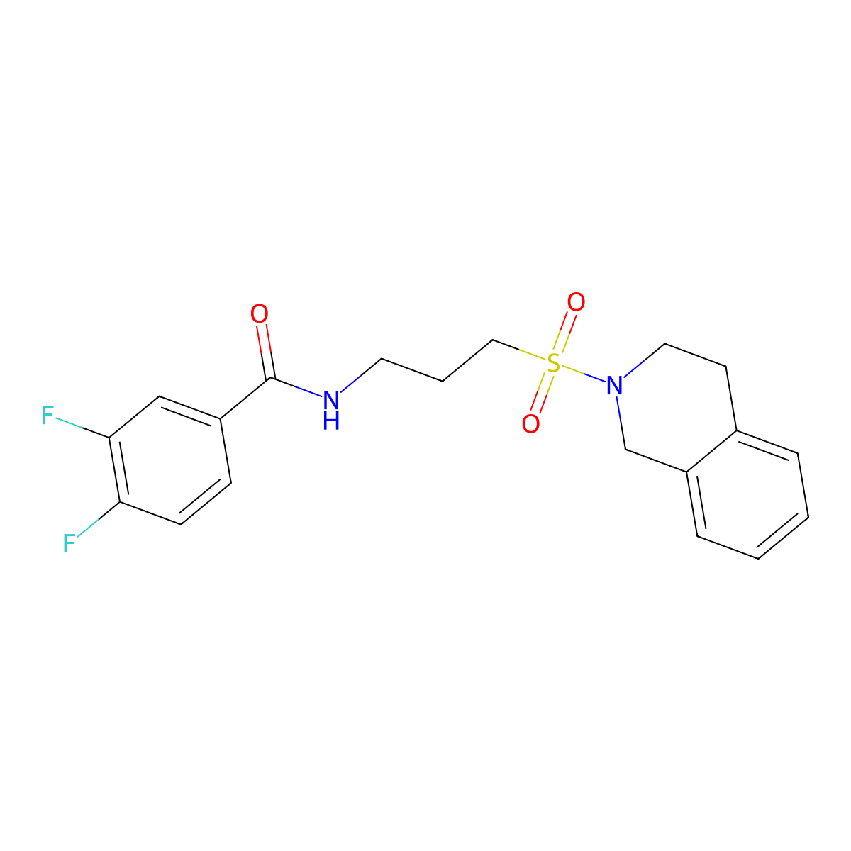 3,4-difluoro-N-[3-(1,2,3,4-tetrahydroisoquinoline-2-sulfonyl)propyl]benzamide molecular structure, CAS 1040670-34-5