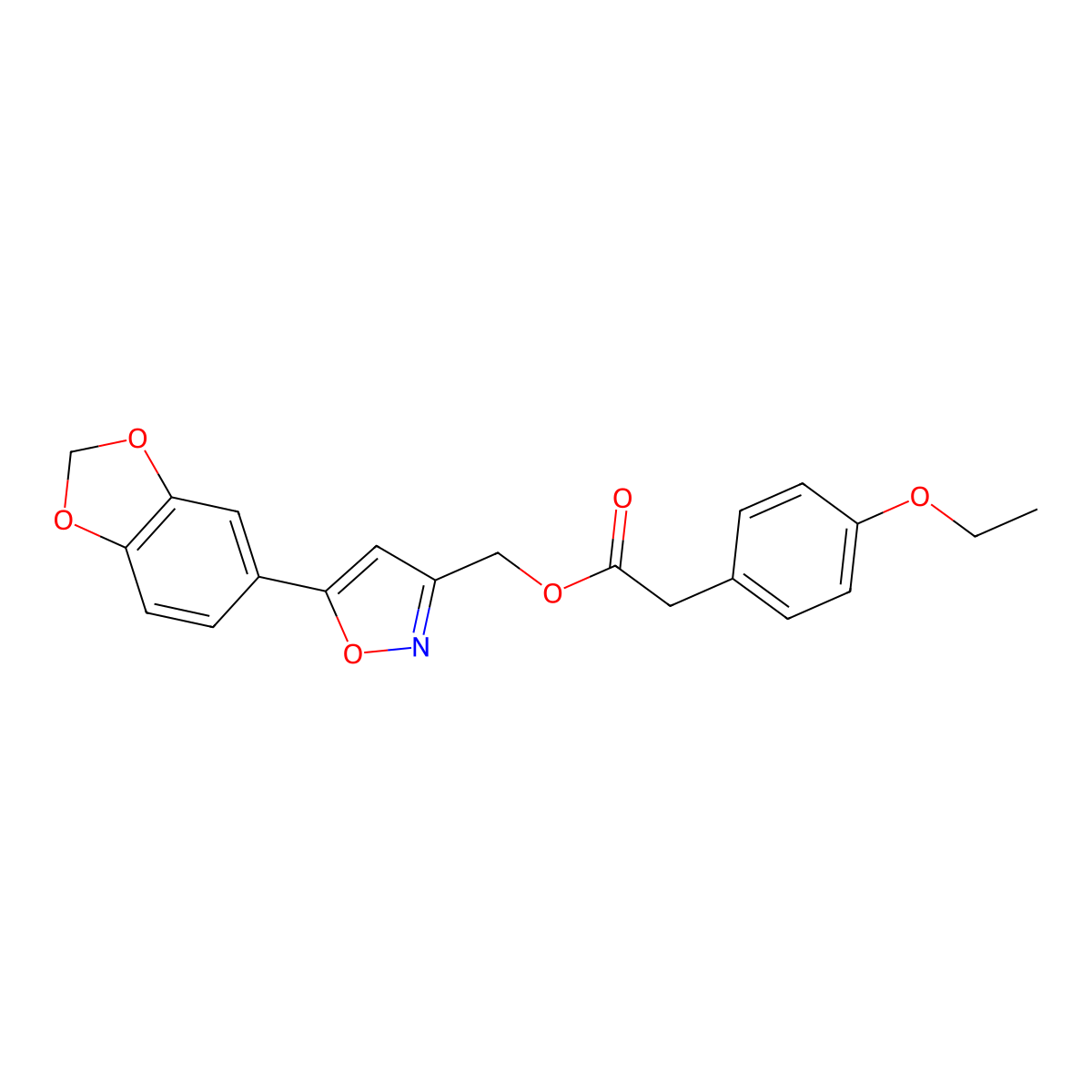 (5-(Benzo[d][1,3]dioxol-5-yl)isoxazol-3-yl)methyl 2-(4-ethoxyphenyl)acetate molecular structure, CAS 1040670-40-3