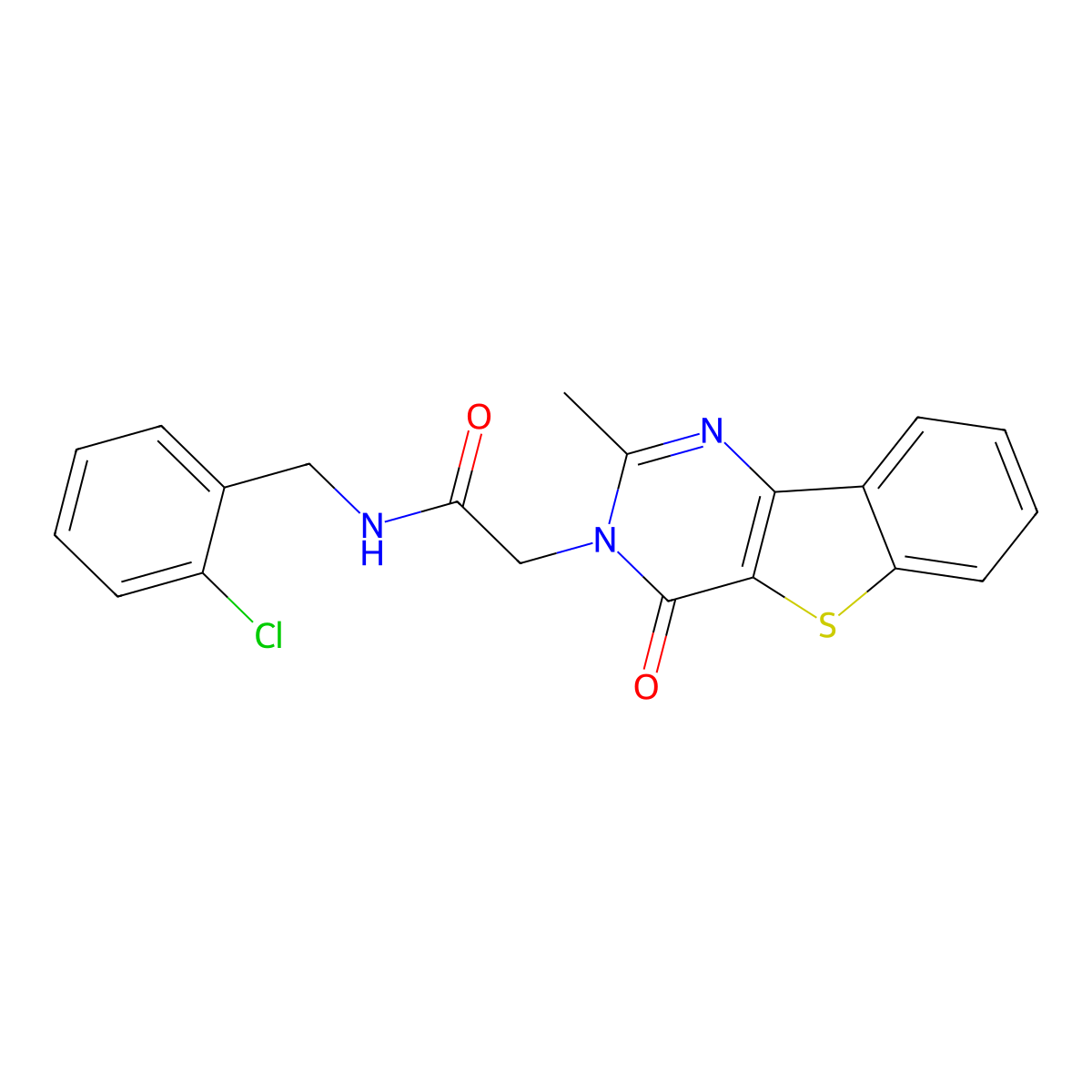N-(2-chlorobenzyl)-2-(2-methyl-4-oxo[1]benzothieno[3,2-d]pyrimidin-3(4H)-yl)acetamide molecular structure, CAS 1040670-44-7
