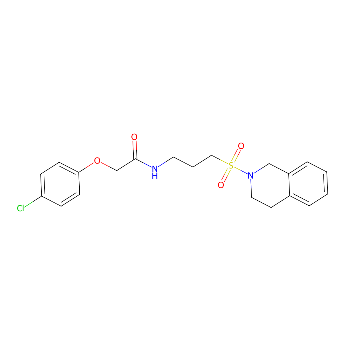 2-(4-chlorophenoxy)-N-[3-(1,2,3,4-tetrahydroisoquinoline-2-sulfonyl)propyl]acetamide molecular structure, CAS 1040670-47-0