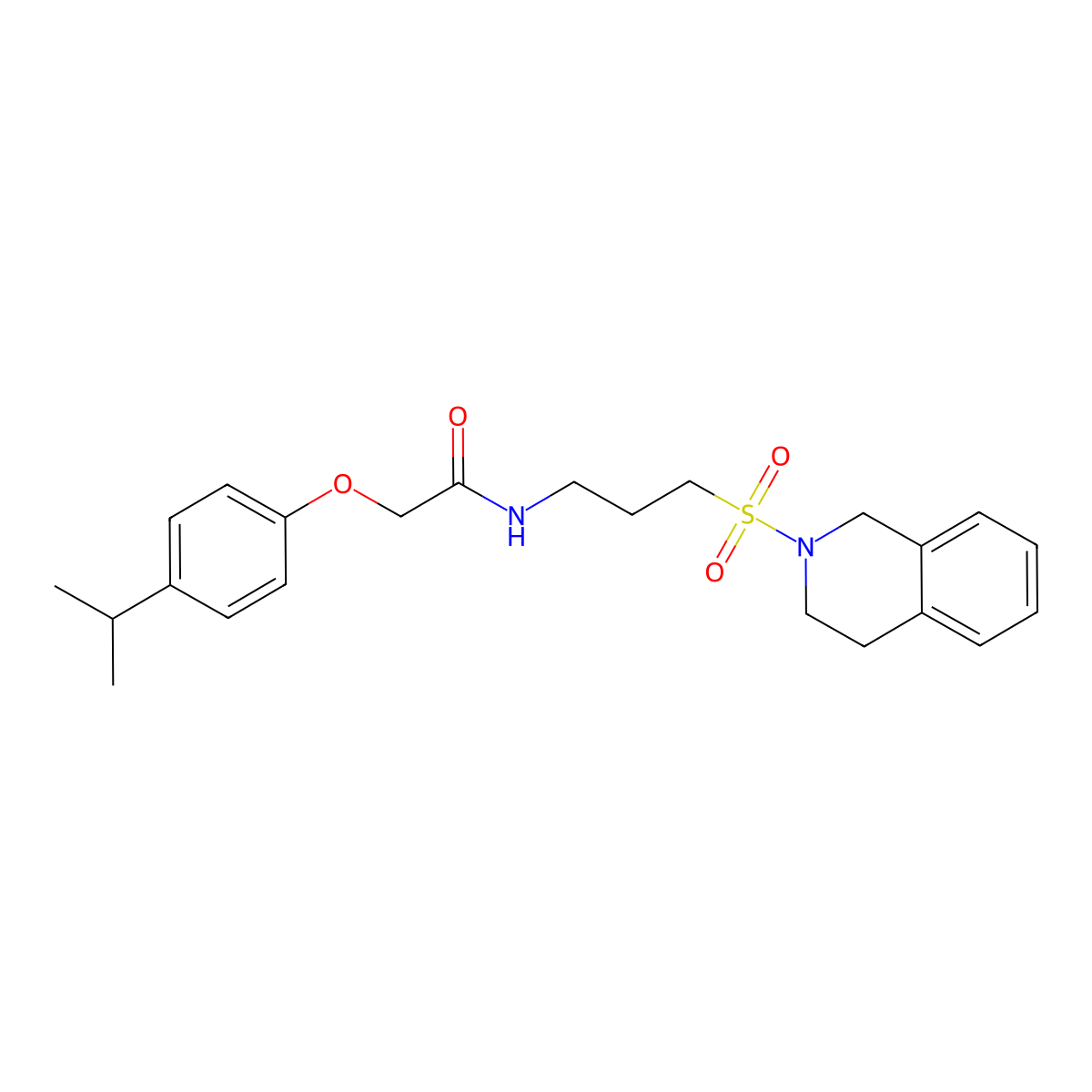 2-[4-(propan-2-yl)phenoxy]-N-[3-(1,2,3,4-tetrahydroisoquinoline-2-sulfonyl)propyl]acetamide molecular structure, CAS 1040670-54-9