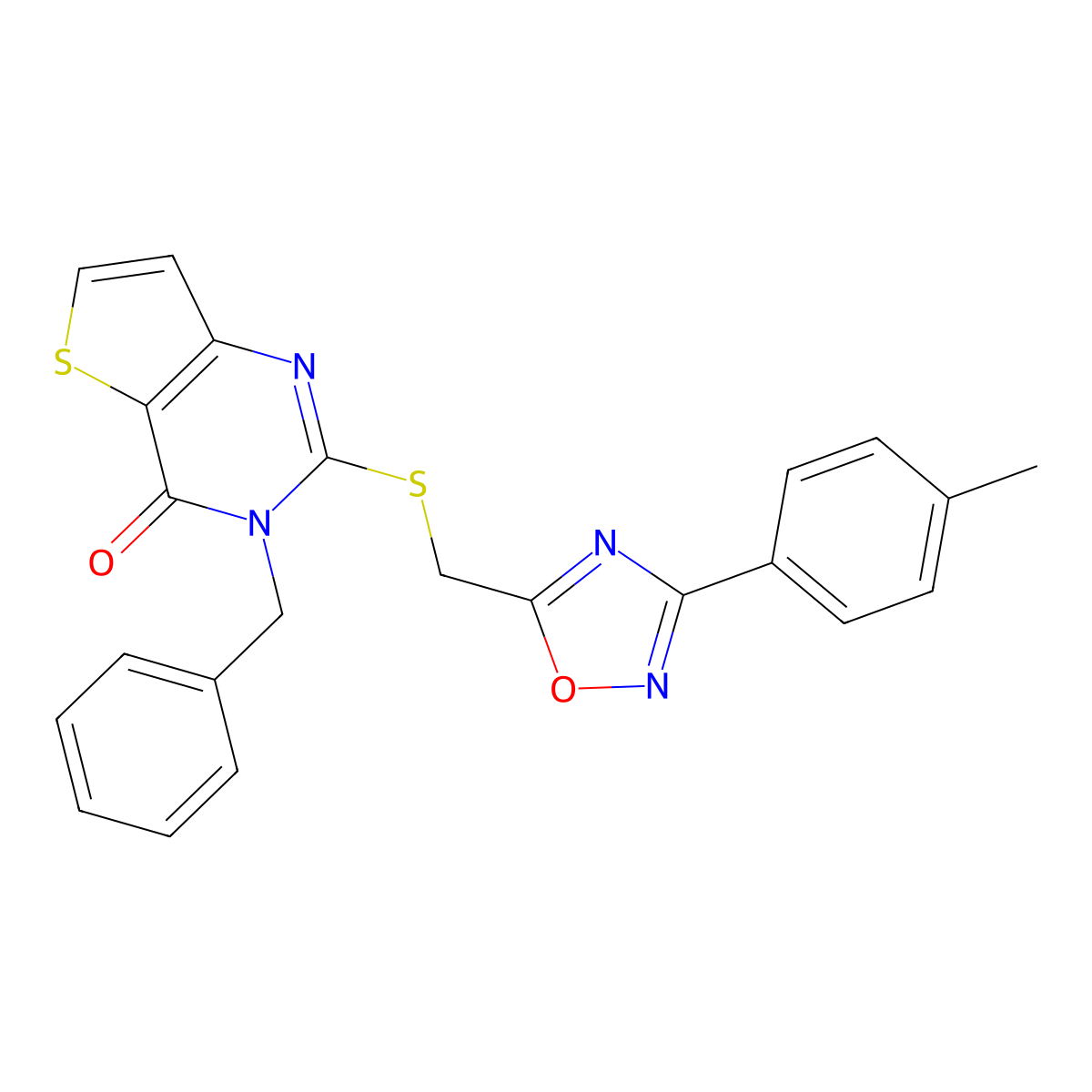 3-benzyl-2-({[3-(4-methylphenyl)-1,2,4-oxadiazol-5-yl]methyl}sulfanyl)-3H,4H-thieno[3,2-d]pyrimidin-4-one molecular structure, CAS 1040670-63-0