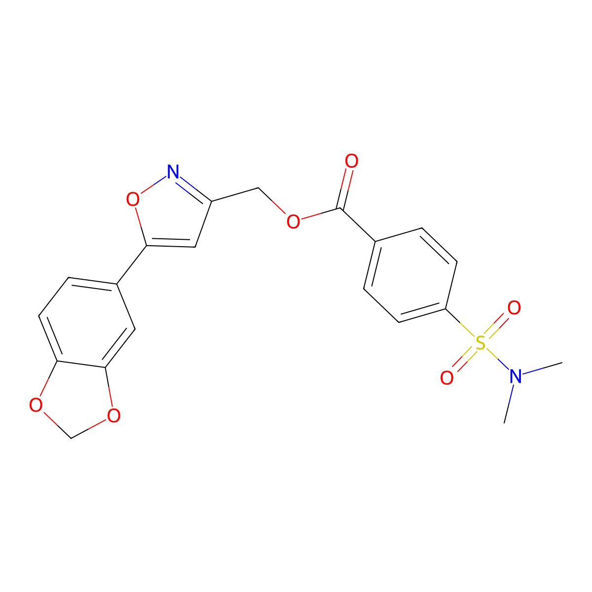 [5-(2H-1,3-benzodioxol-5-yl)-1,2-oxazol-3-yl]methyl 4-(dimethylsulfamoyl)benzoate molecular structure, CAS 1040670-65-2