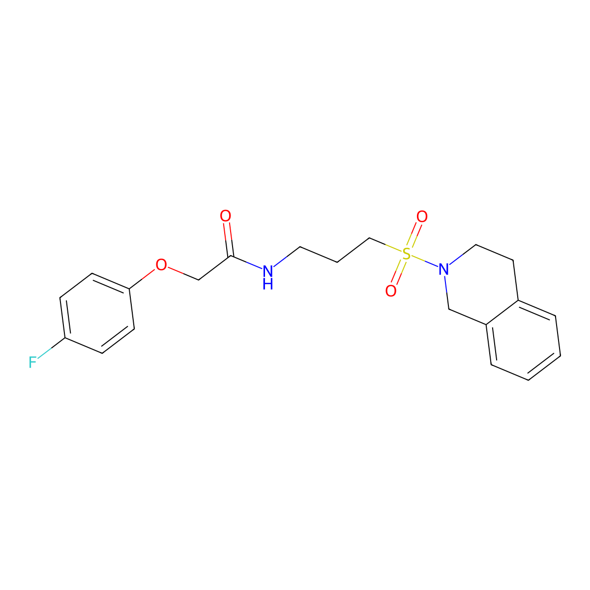 2-(4-fluorophenoxy)-N-[3-(1,2,3,4-tetrahydroisoquinoline-2-sulfonyl)propyl]acetamide molecular structure, CAS 1040670-68-5