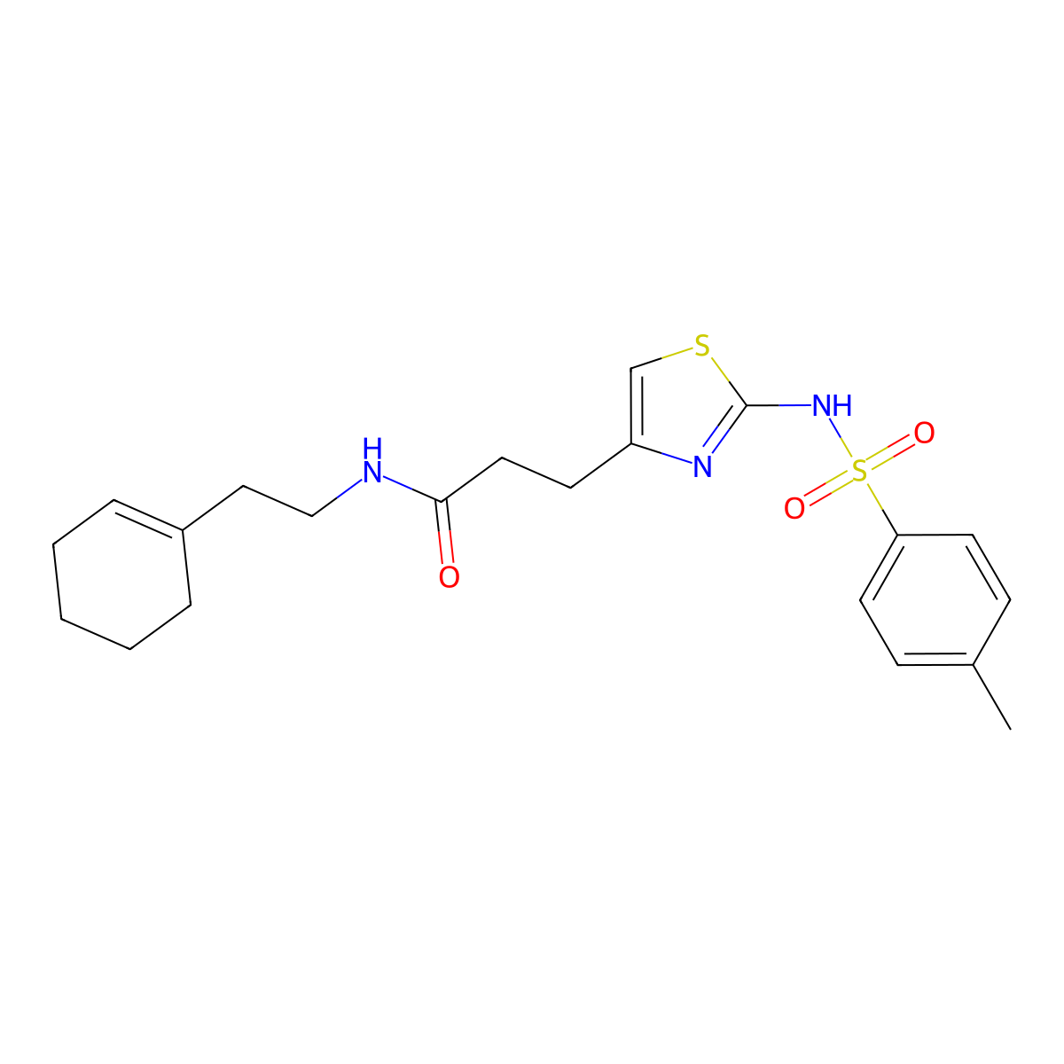 N-[2-(cyclohex-1-en-1-yl)ethyl]-3-[2-(4-methylbenzenesulfonamido)-1,3-thiazol-4-yl]propanamide molecular structure, CAS 1040670-69-6