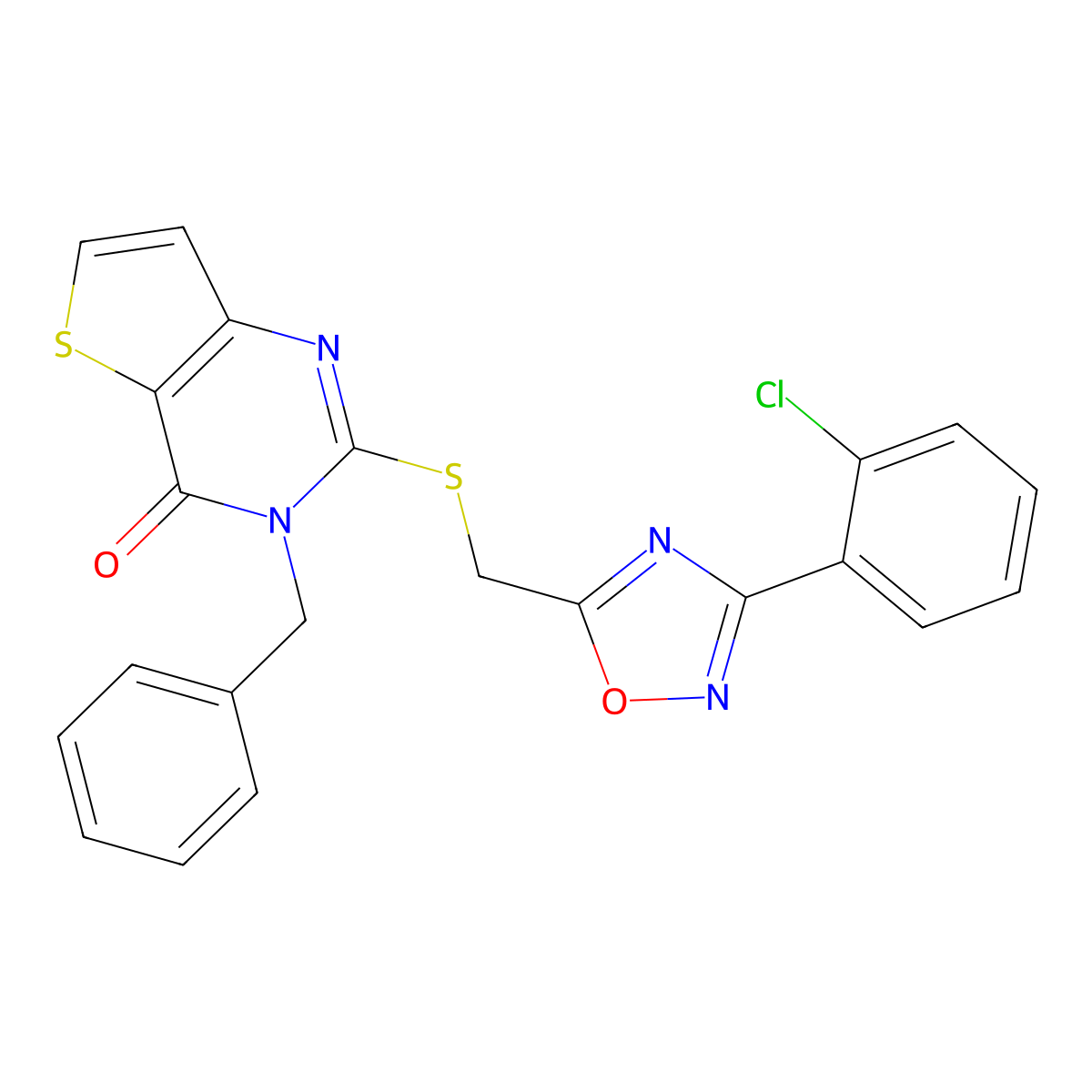 3-benzyl-2-(((3-(2-chlorophenyl)-1,2,4-oxadiazol-5-yl)methyl)thio)thieno[3,2-d]pyrimidin-4(3H)-one molecular structure, CAS 1040670-70-9