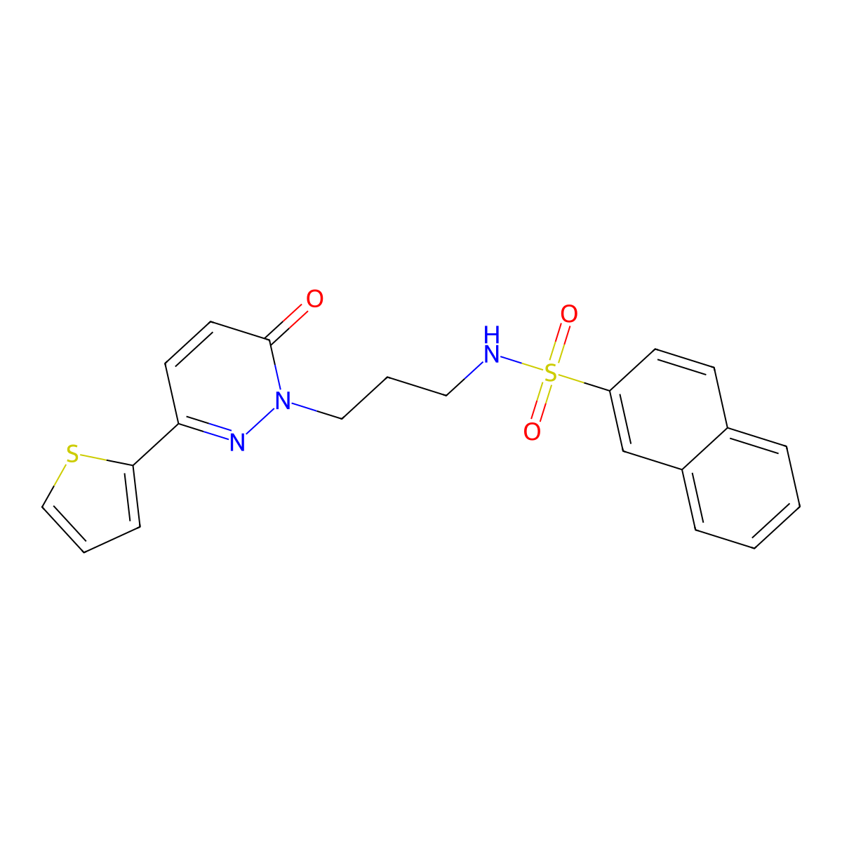 N-{3-[6-oxo-3-(thiophen-2-yl)-1,6-dihydropyridazin-1-yl]propyl}naphthalene-2-sulfonamide molecular structure, CAS 1040670-74-3