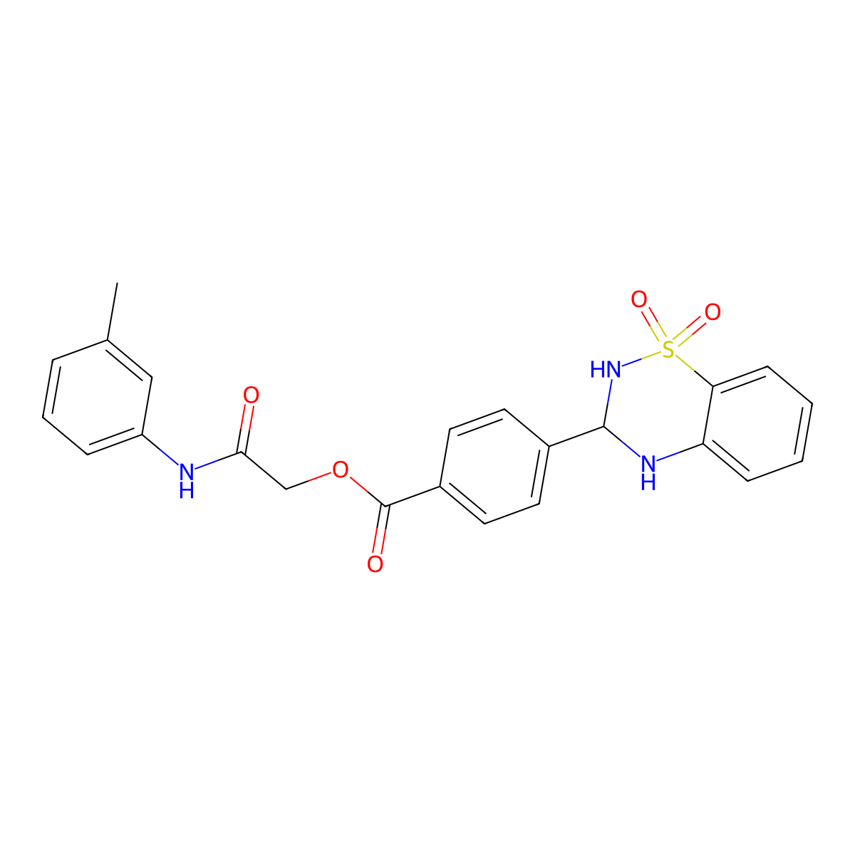 2-oxo-2-(m-tolylamino)ethyl 4-(1,1-dioxido-3,4-dihydro-2H-benzo[e][1,2,4]thiadiazin-3-yl)benzoate molecular structure, CAS 1040670-87-8