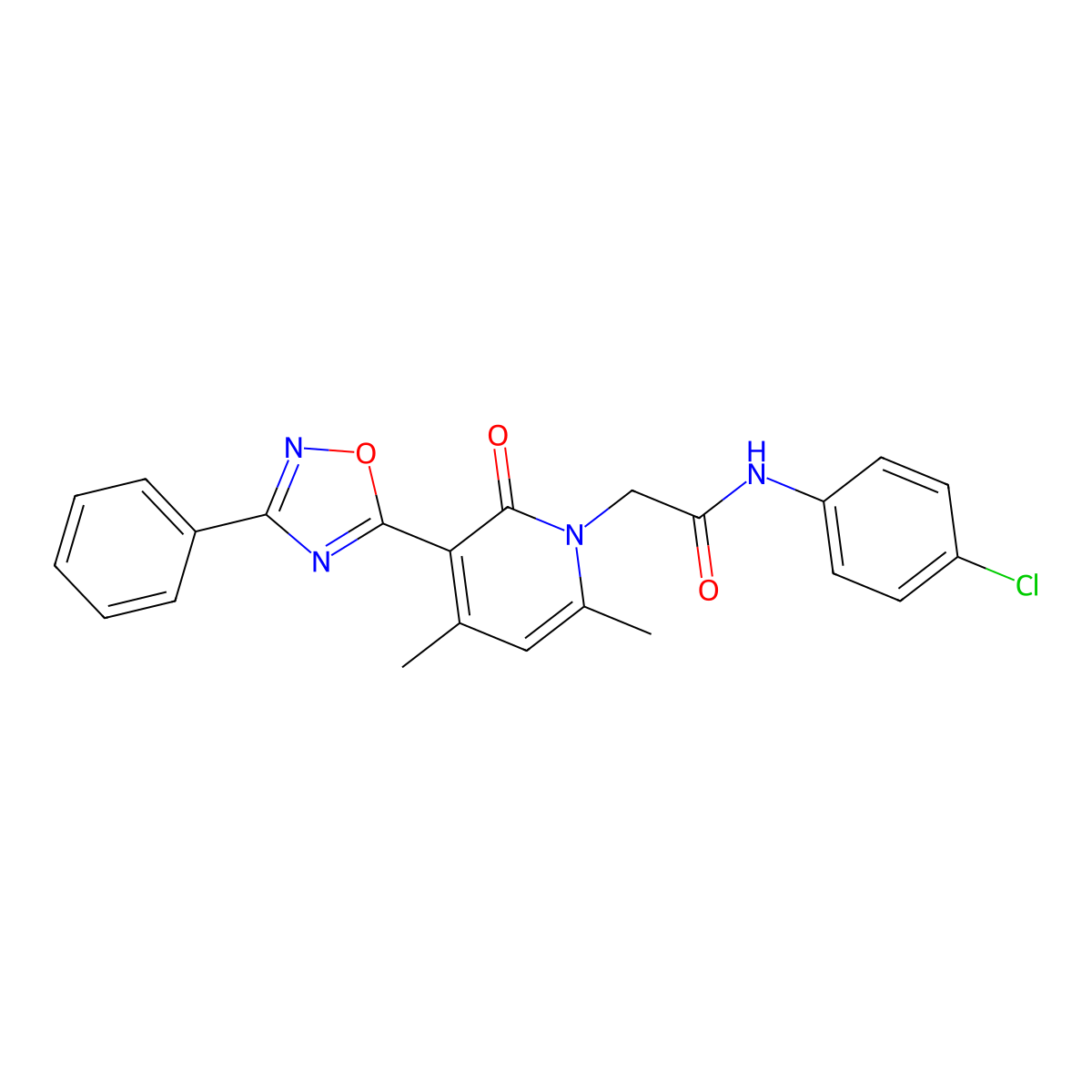 N-(4-chlorophenyl)-2-(4,6-dimethyl-2-oxo-3-(3-phenyl-1,2,4-oxadiazol-5-yl)pyridin-1(2H)-yl)acetamide molecular structure, CAS 1040670-90-3