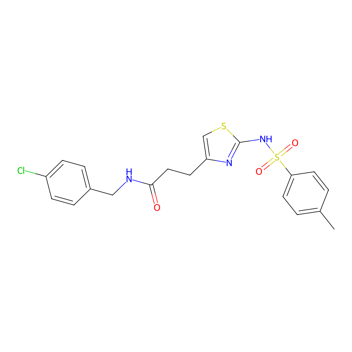 N-[(4-chlorophenyl)methyl]-3-[2-(4-methylbenzenesulfonamido)-1,3-thiazol-4-yl]propanamide molecular structure, CAS 1040670-91-4