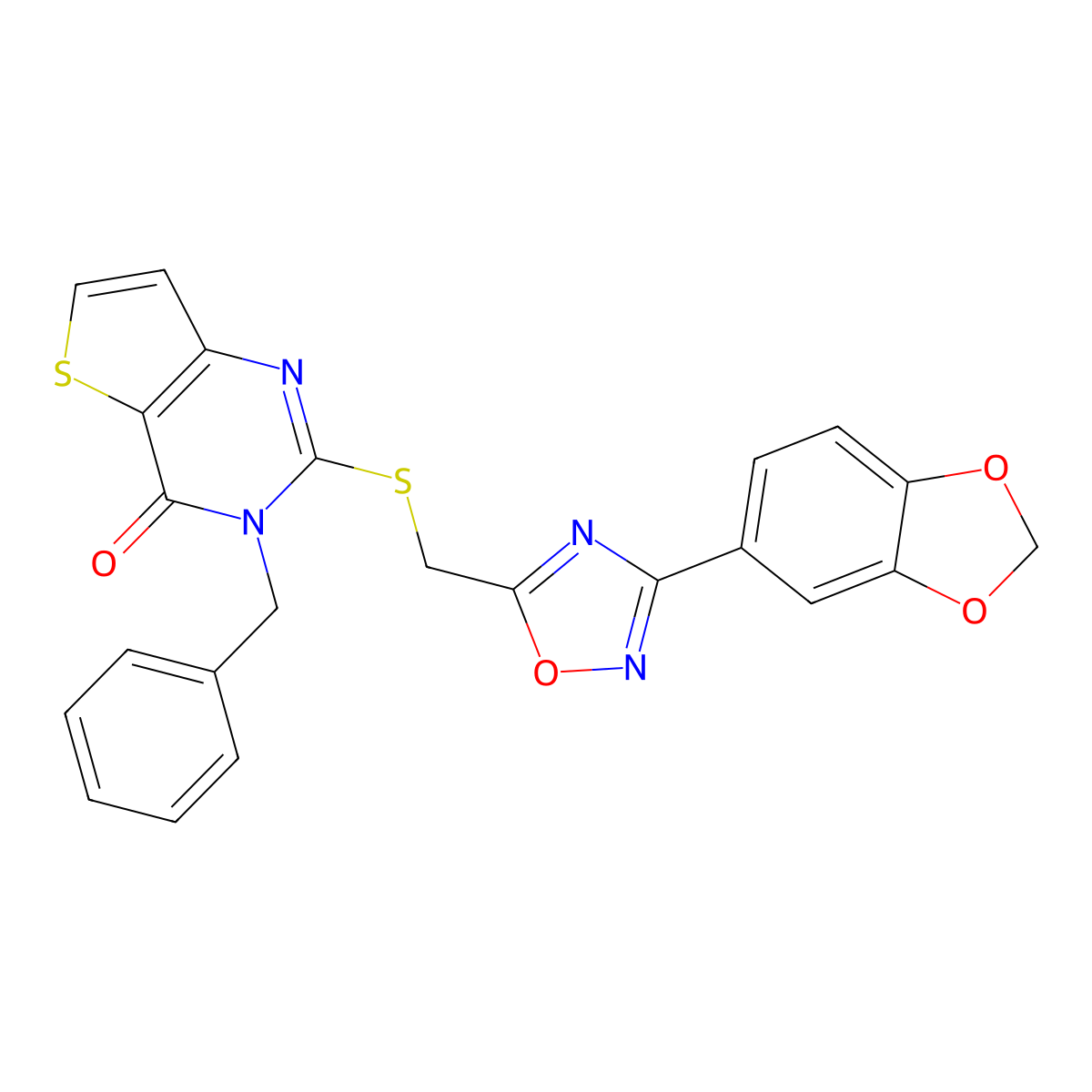2-({[3-(2H-1,3-benzodioxol-5-yl)-1,2,4-oxadiazol-5-yl]methyl}sulfanyl)-3-benzyl-3H,4H-thieno[3,2-d]pyrimidin-4-one molecular structure, CAS 1040670-92-5