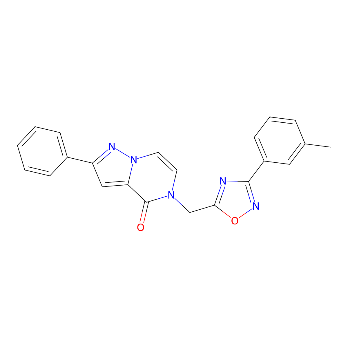 2-phenyl-5-((3-(m-tolyl)-1,2,4-oxadiazol-5-yl)methyl)pyrazolo[1,5-a]pyrazin-4(5H)-one molecular structure, CAS 1040670-93-6