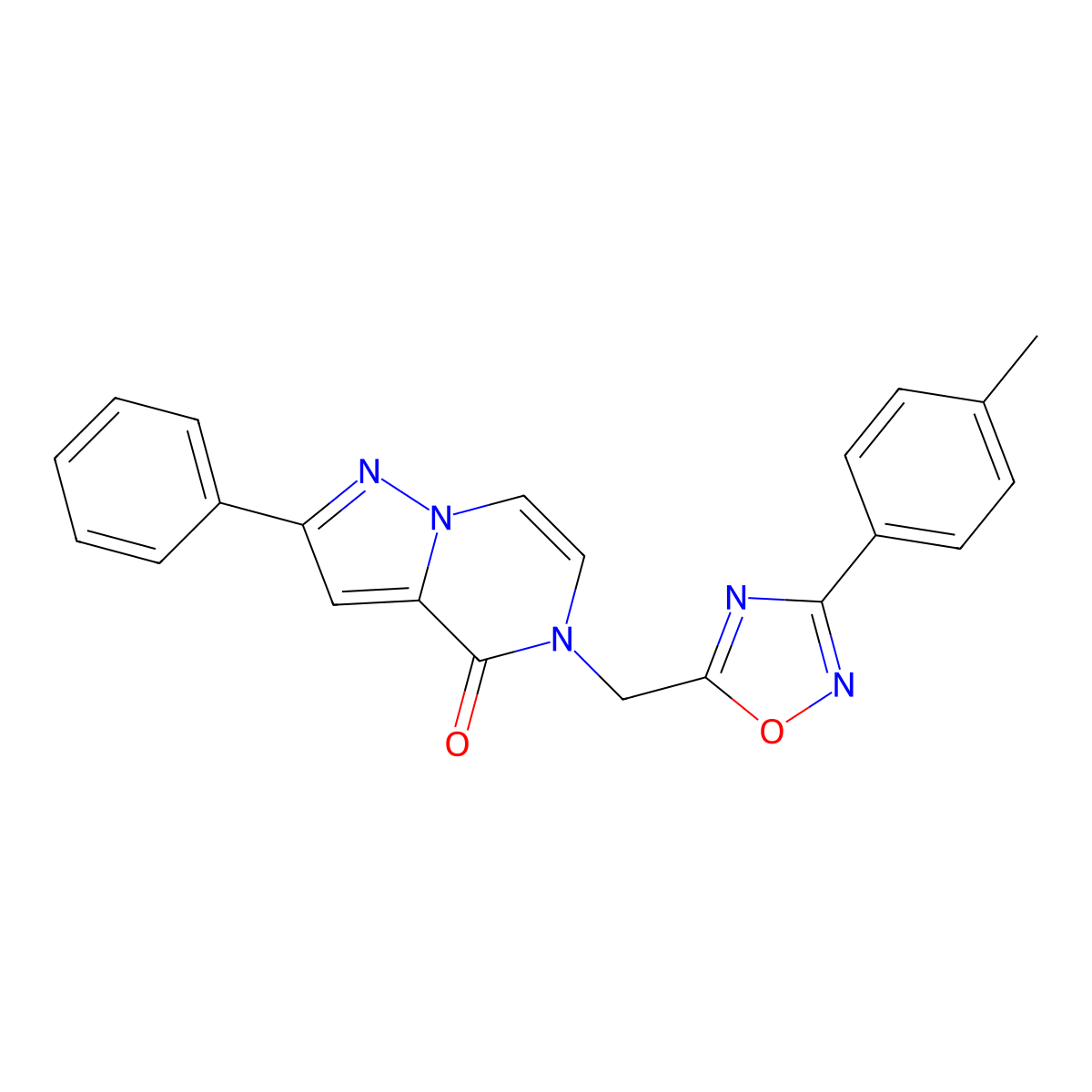 5-{[3-(4-methylphenyl)-1,2,4-oxadiazol-5-yl]methyl}-2-phenyl-4H,5H-pyrazolo[1,5-a]pyrazin-4-one molecular structure, CAS 1040671-01-9