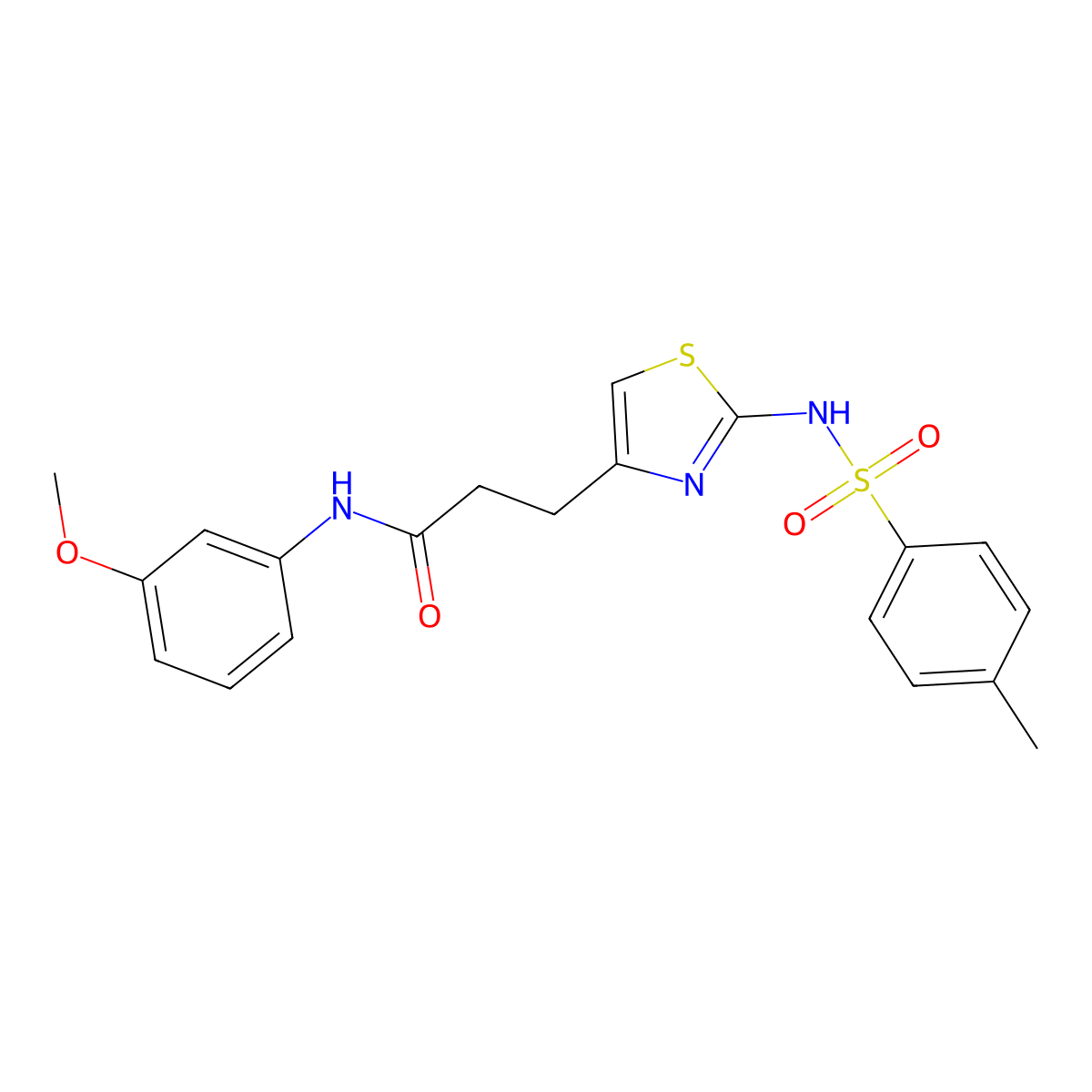N-(3-methoxyphenyl)-3-[2-(4-methylbenzenesulfonamido)-1,3-thiazol-4-yl]propanamide molecular structure, CAS 1040671-14-4