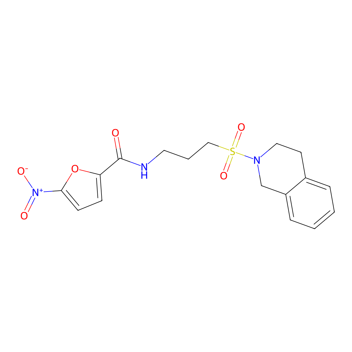 5-nitro-N-[3-(1,2,3,4-tetrahydroisoquinoline-2-sulfonyl)propyl]furan-2-carboxamide molecular structure, CAS 1040671-20-2
