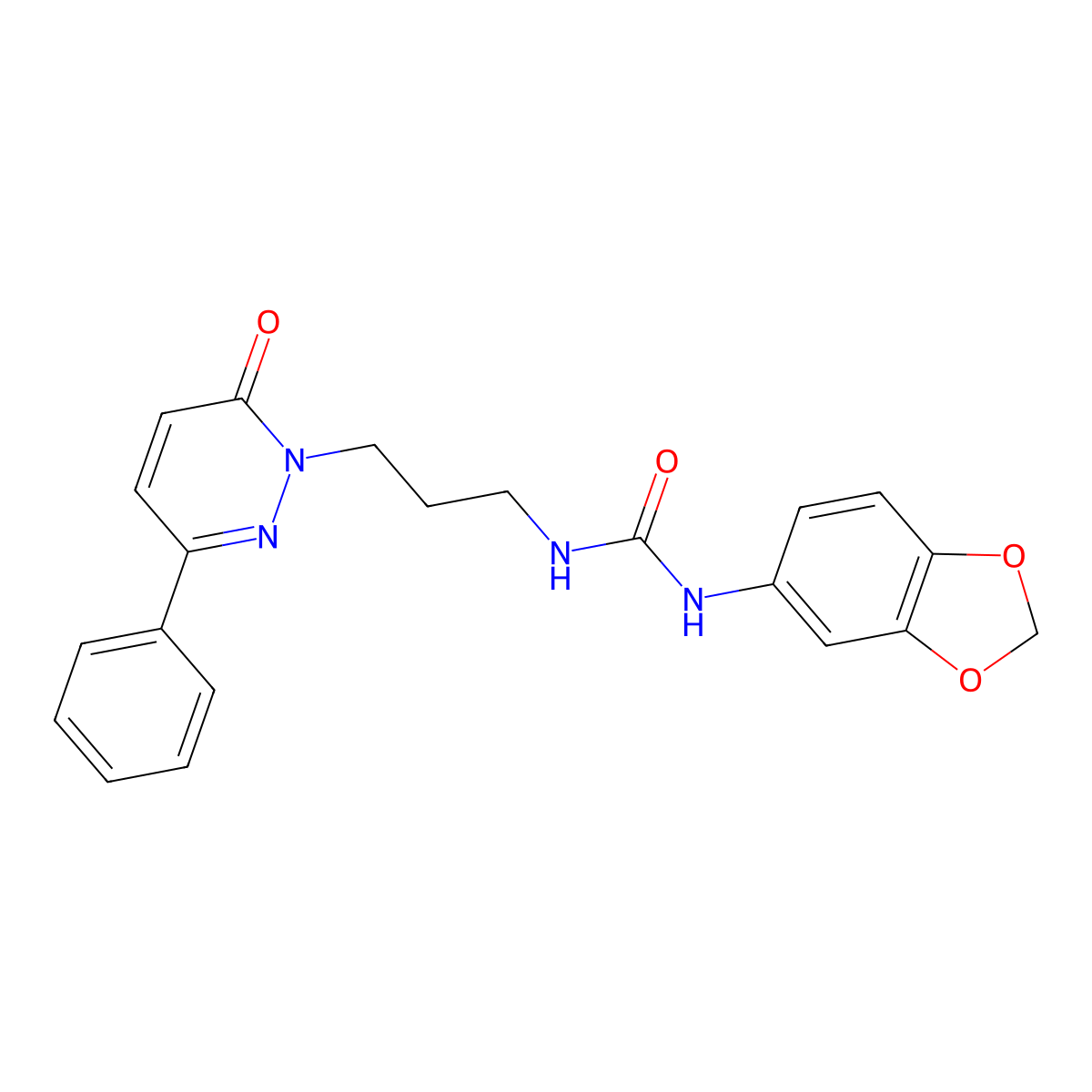 1-(benzo[d][1,3]dioxol-5-yl)-3-(3-(6-oxo-3-phenylpyridazin-1(6H)-yl)propyl)urea molecular structure, CAS 1040671-34-8