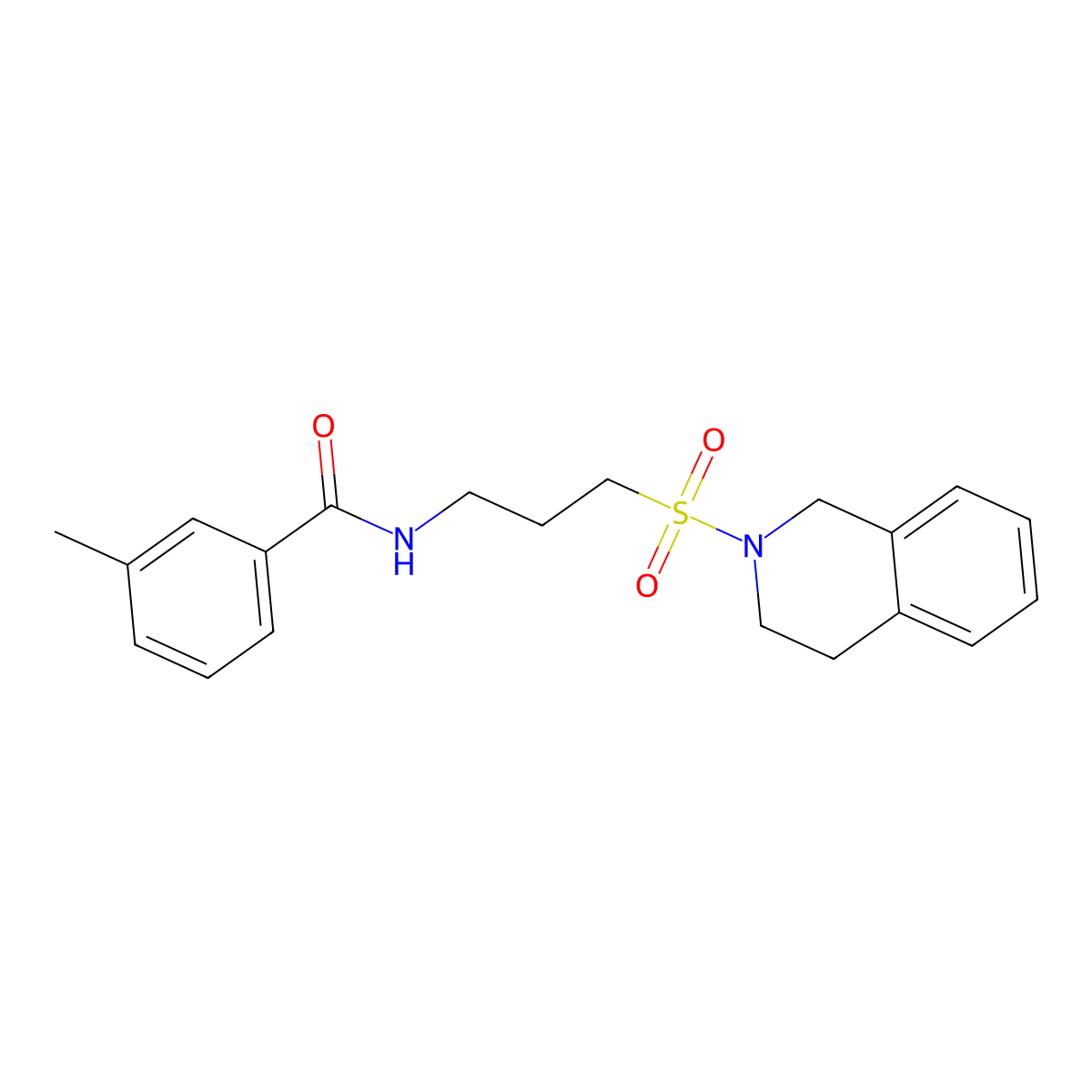 N-(3-((3,4-dihydroisoquinolin-2(1H)-yl)sulfonyl)propyl)-3-methylbenzamide molecular structure, CAS 1040671-36-0