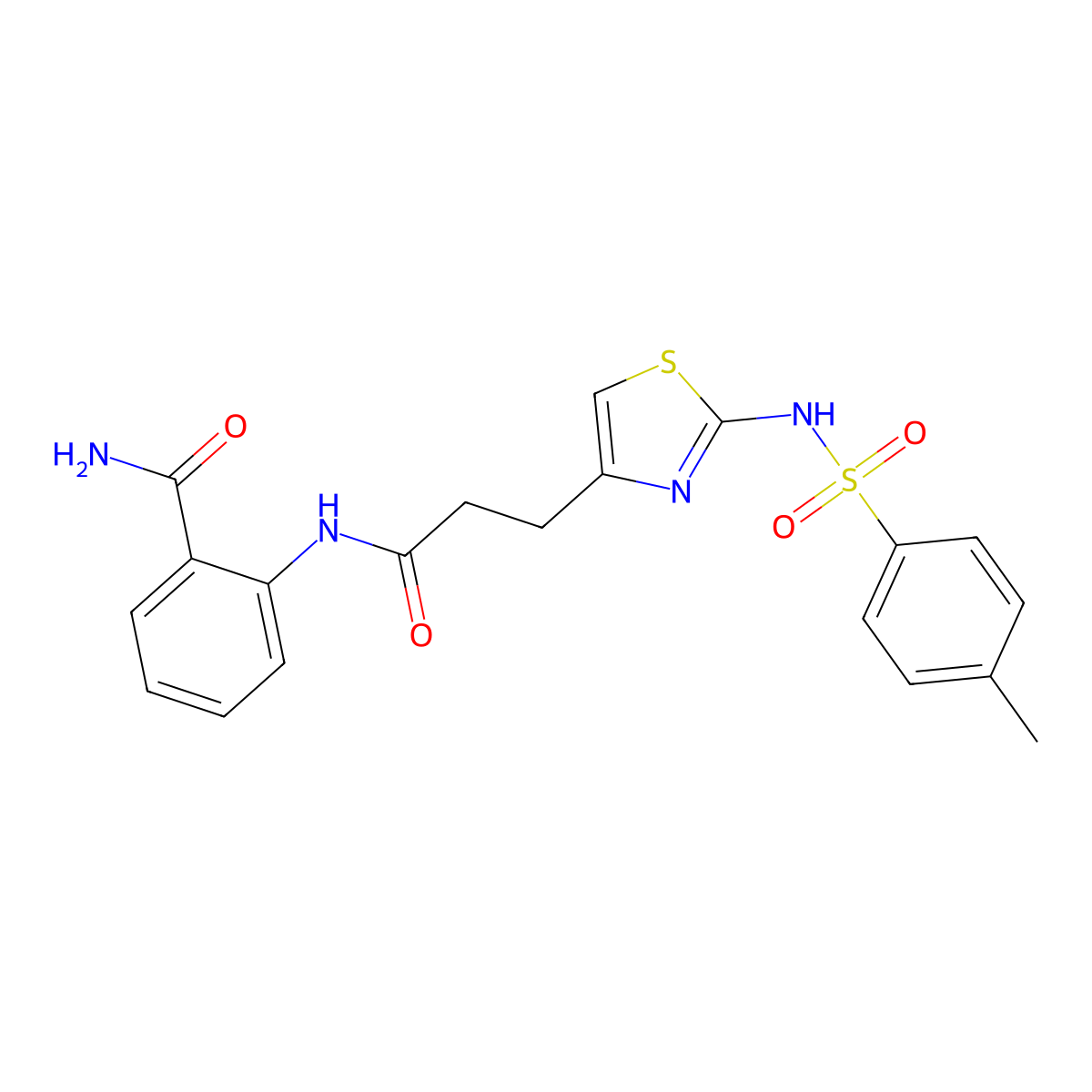 2-{3-[2-(4-Methylbenzenesulfonamido)-1,3-thiazol-4-yl]propanamido}benzamide molecular structure, CAS 1040671-38-2