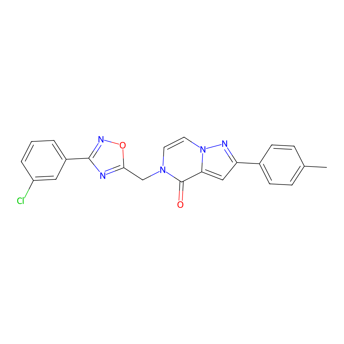 5-{[3-(3-chlorophenyl)-1,2,4-oxadiazol-5-yl]methyl}-2-(4-methylphenyl)-4H,5H-pyrazolo[1,5-a]pyrazin-4-one molecular structure, CAS 1040671-40-6