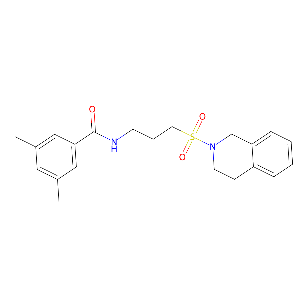 3,5-dimethyl-N-[3-(1,2,3,4-tetrahydroisoquinoline-2-sulfonyl)propyl]benzamide molecular structure, CAS 1040671-44-0