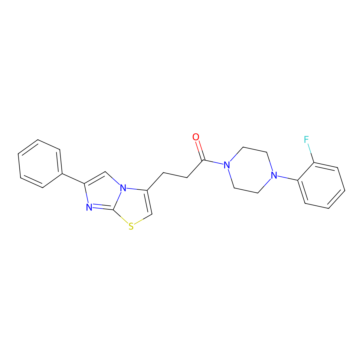 1-(4-(2-Fluorophenyl)piperazin-1-yl)-3-(6-phenylimidazo[2,1-b]thiazol-3-yl)propan-1-one molecular structure, CAS 1040671-46-2