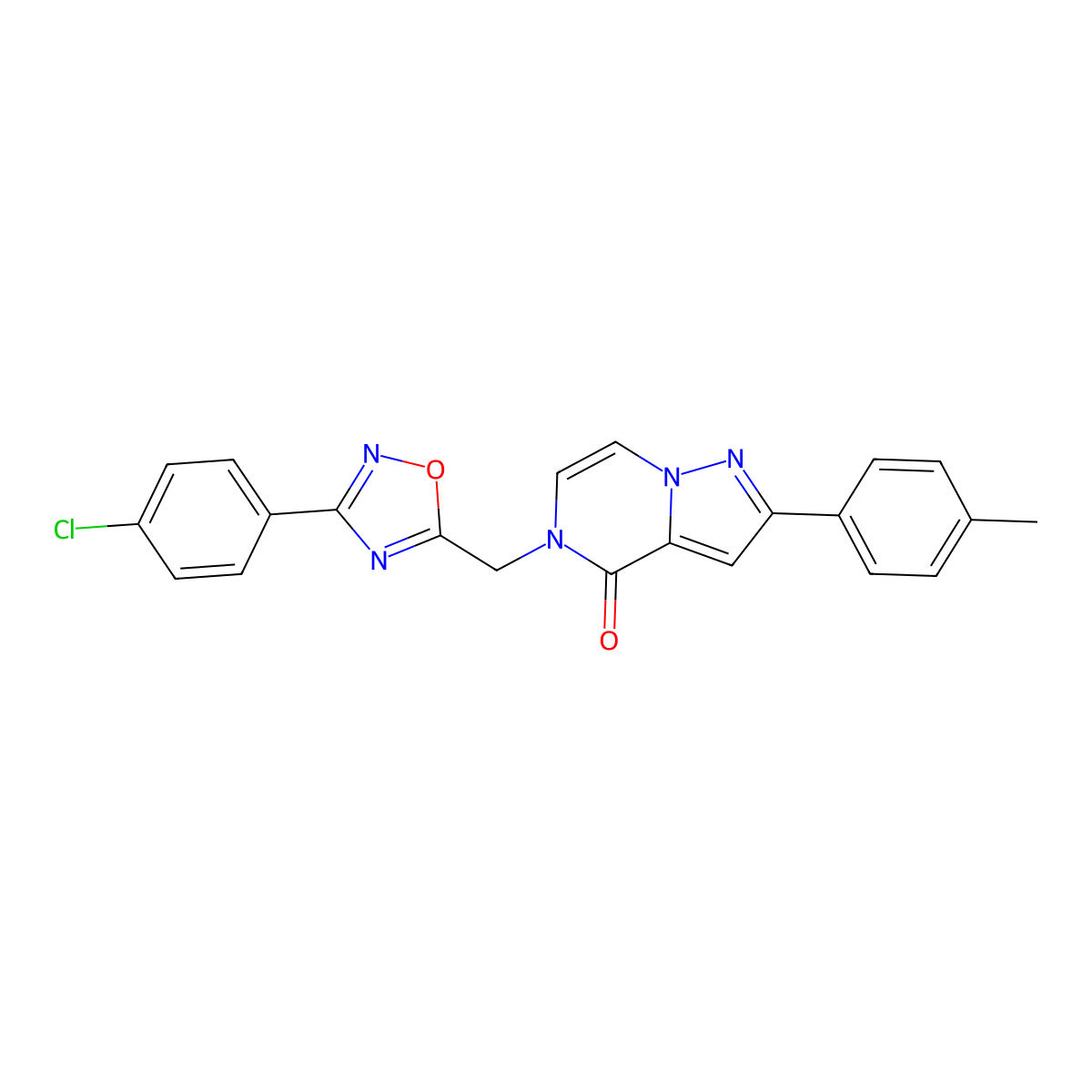5-{[3-(4-chlorophenyl)-1,2,4-oxadiazol-5-yl]methyl}-2-(4-methylphenyl)-4H,5H-pyrazolo[1,5-a]pyrazin-4-one molecular structure, CAS 1040671-48-4