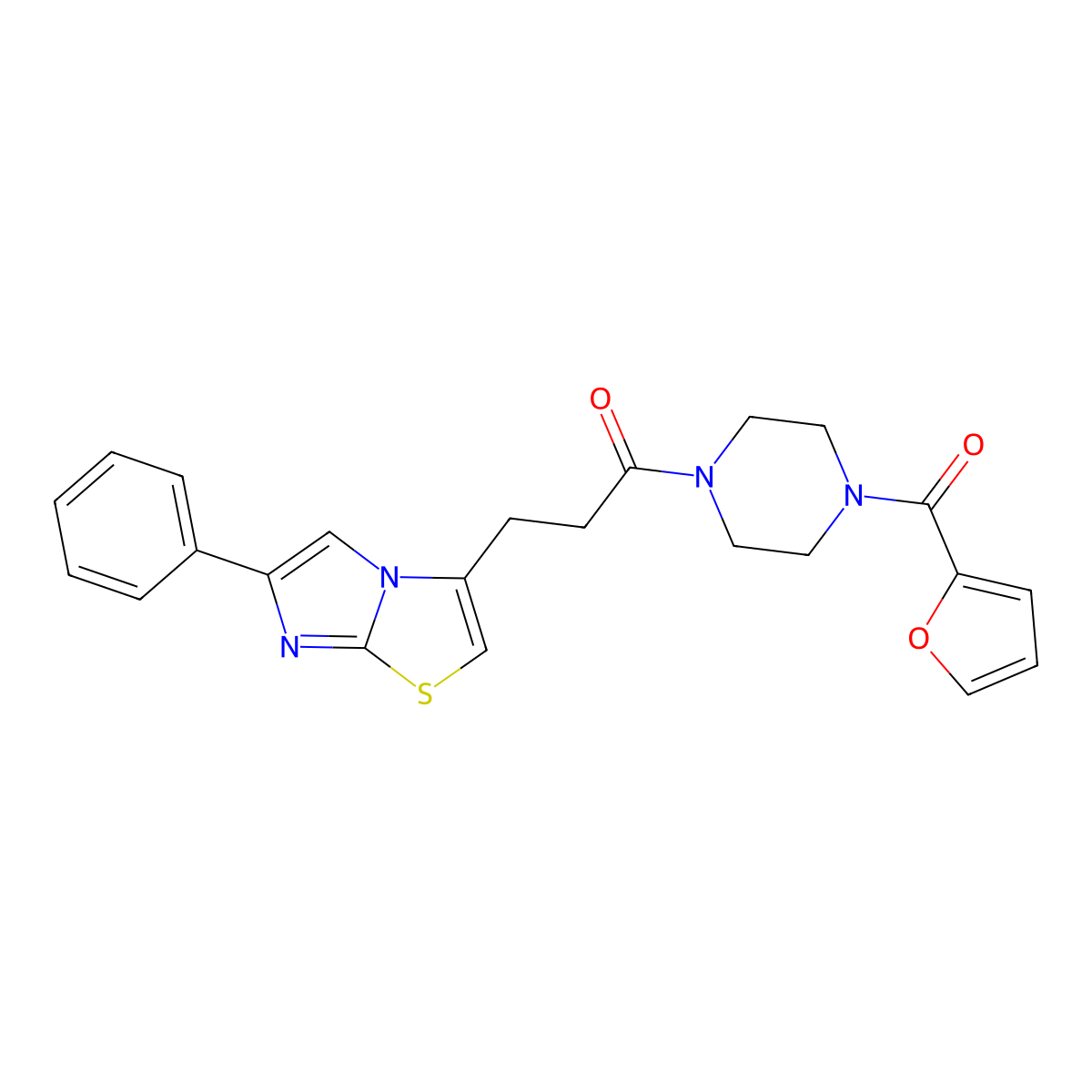 1-(4-(Furan-2-carbonyl)piperazin-1-yl)-3-(6-phenylimidazo[2,1-b]thiazol-3-yl)propan-1-one molecular structure, CAS 1040671-53-1