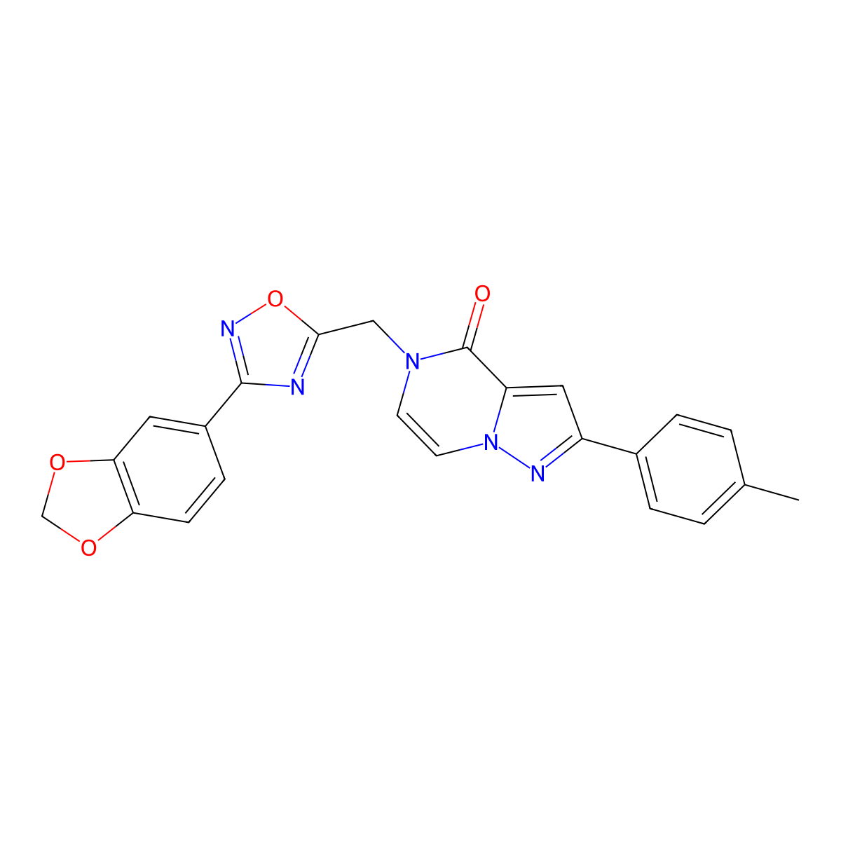 5-{[3-(2H-1,3-benzodioxol-5-yl)-1,2,4-oxadiazol-5-yl]methyl}-2-(4-methylphenyl)-4H,5H-pyrazolo[1,5-a]pyrazin-4-one molecular structure, CAS 1040671-55-3