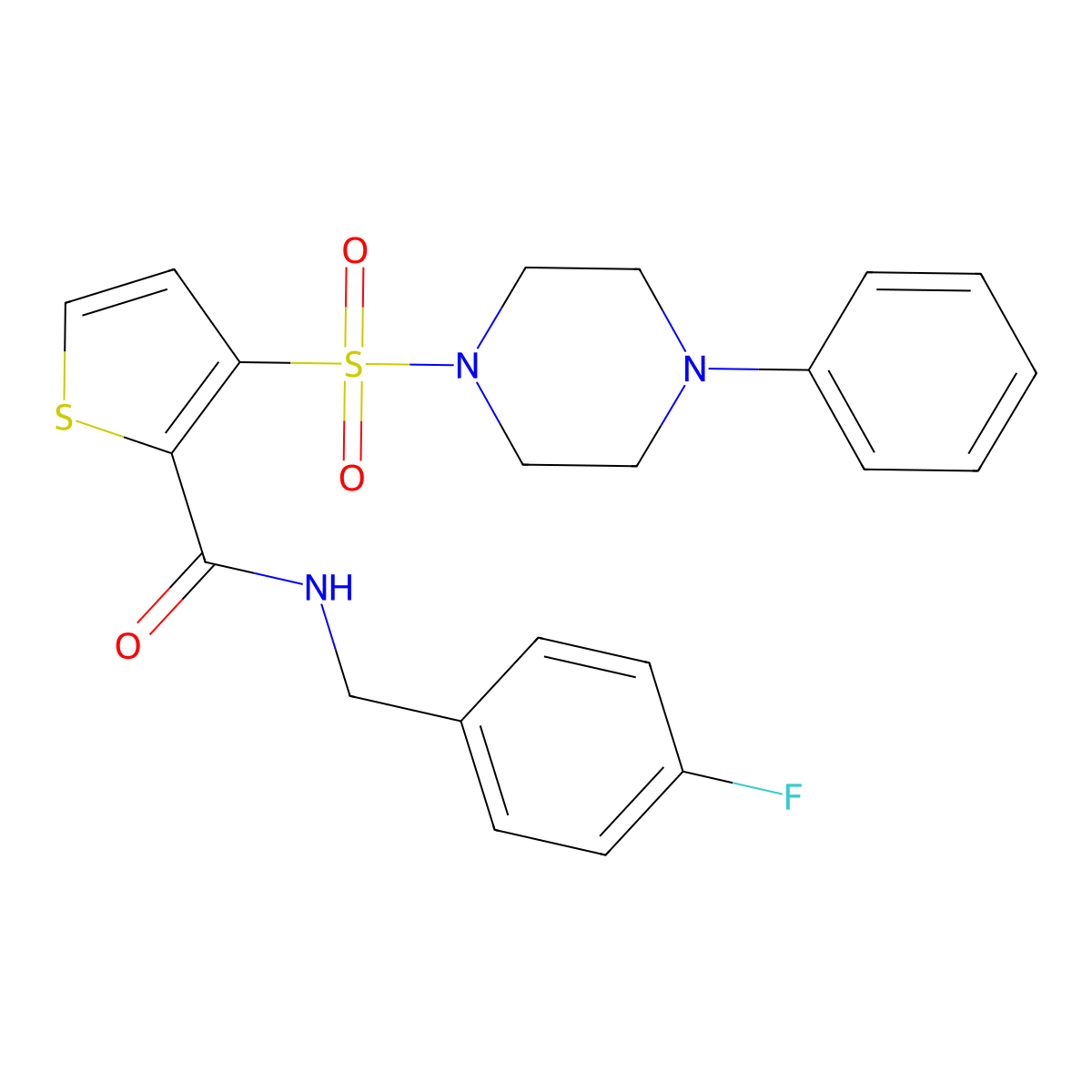 N-[(4-fluorophenyl)methyl]-3-[(4-phenylpiperazin-1-yl)sulfonyl]thiophene-2-carboxamide molecular structure, CAS 1040671-59-7